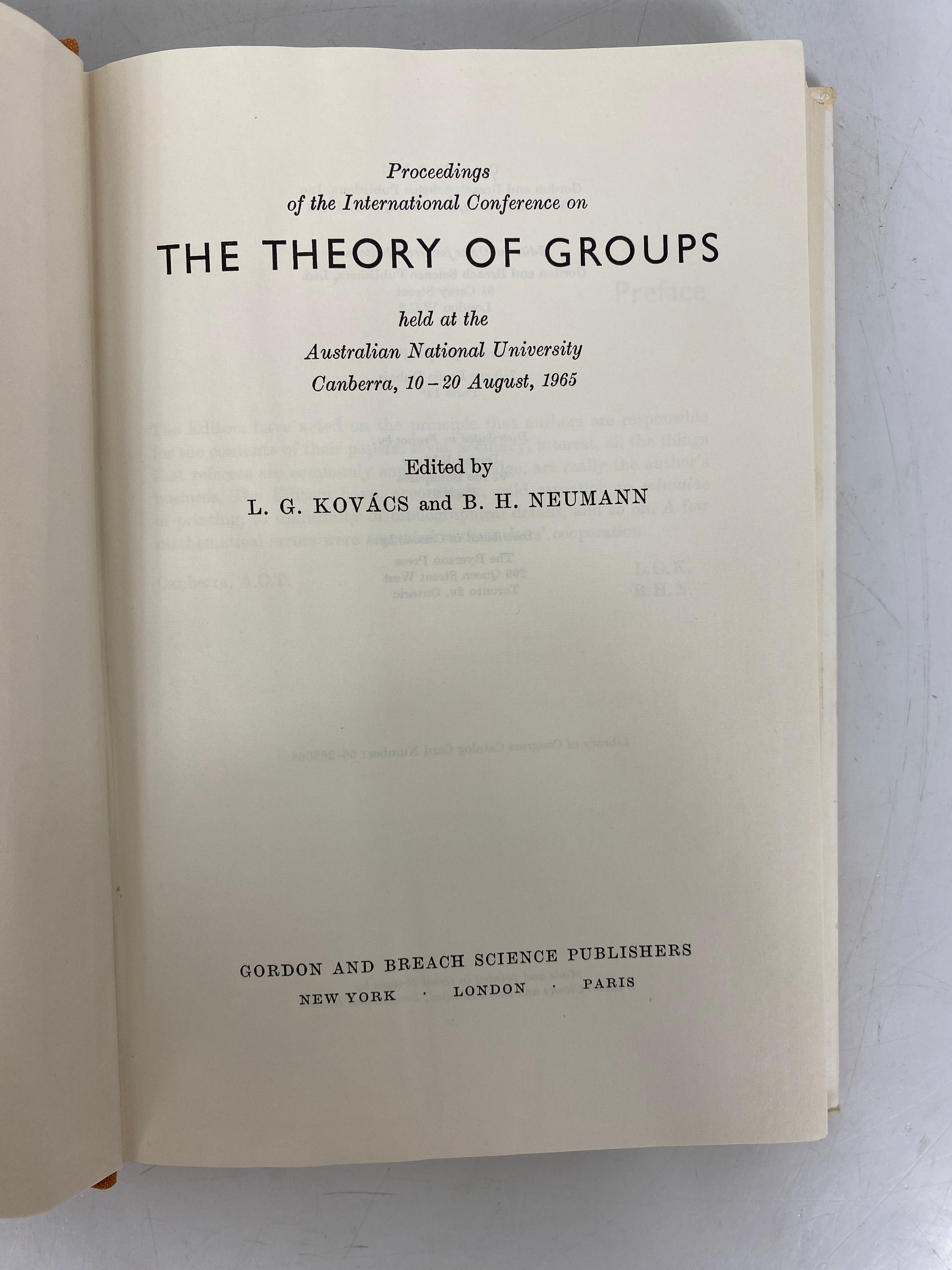 Proceedings the Intl Conference on The Theory of Groups 1967 HCDJ