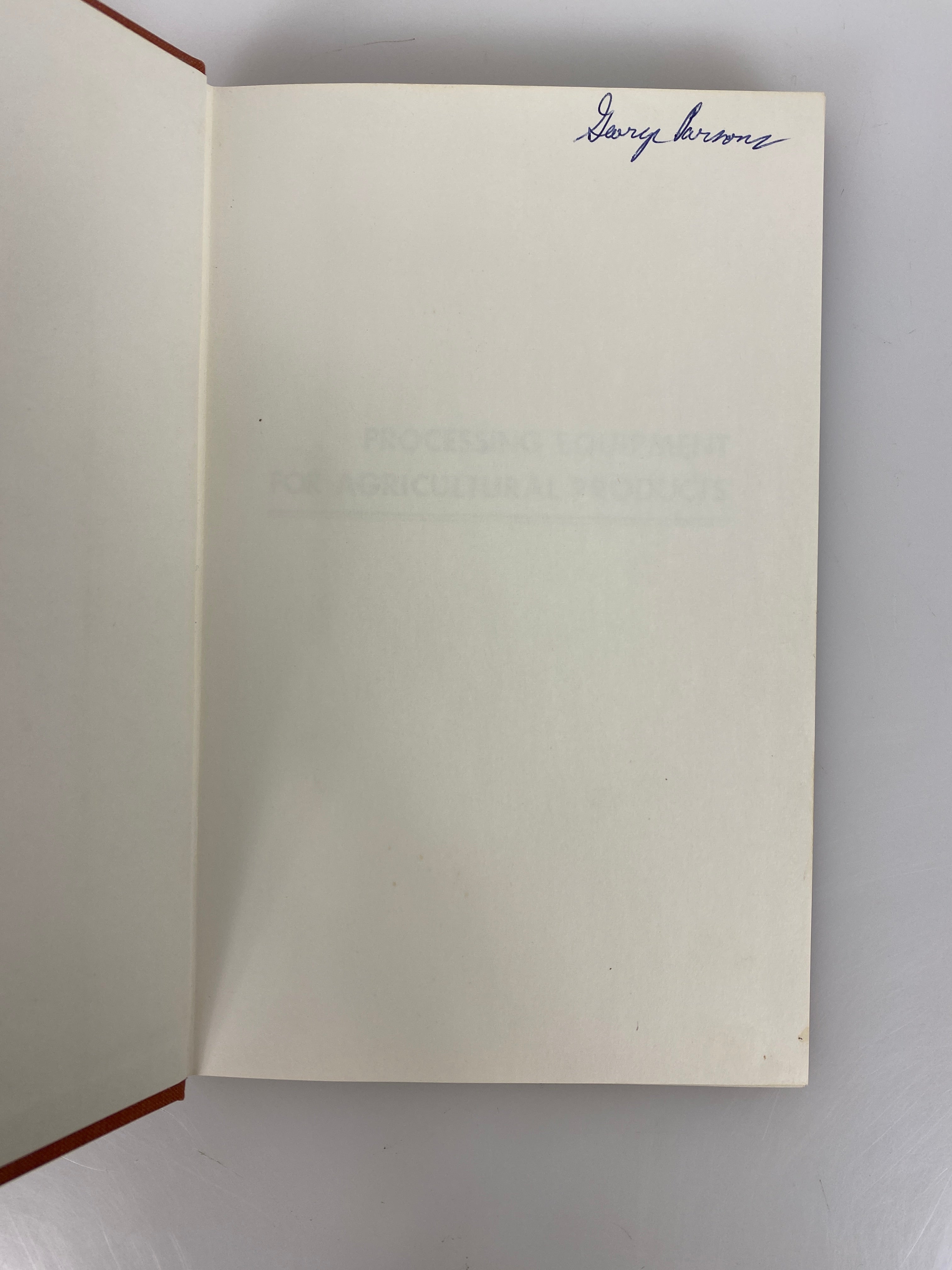 Processing Equipment for Agricultural Products Carl Hall 1963 HC