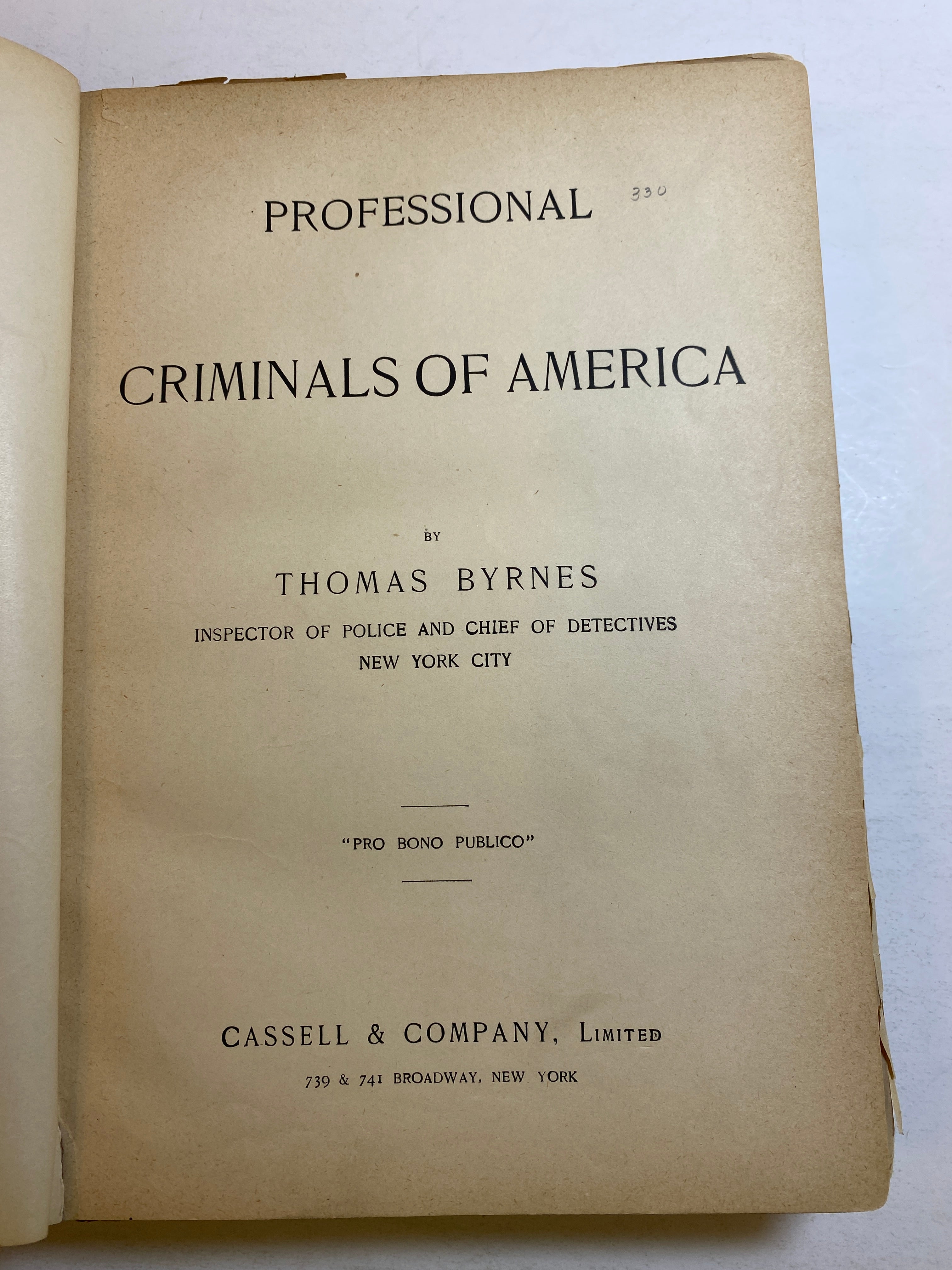 Professional Criminals of America Inspector Byrnes HC Antique 1886 *First Edition*