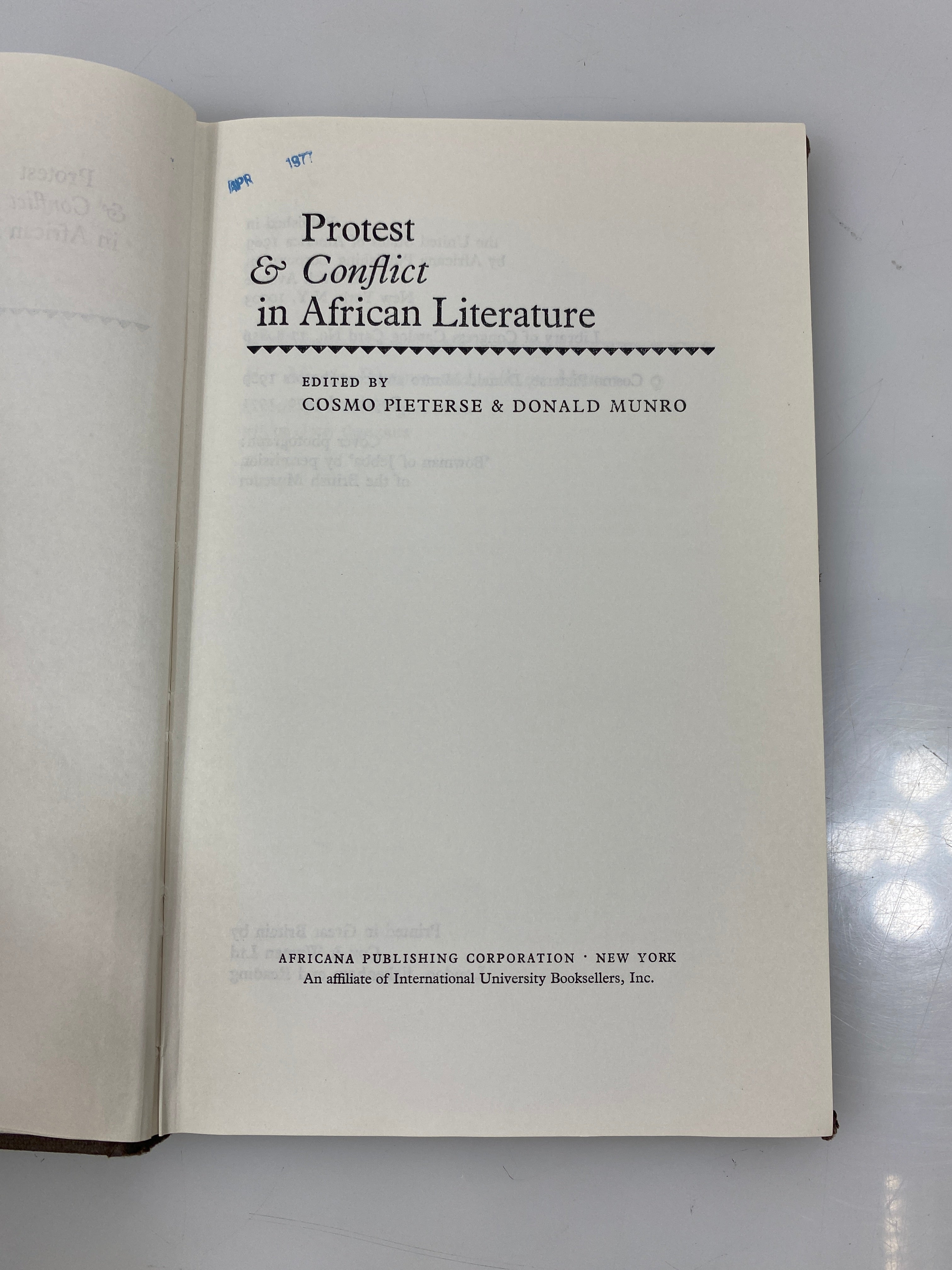 Protest & Conflict in African Literature Pieterse/Munro Ex-library 1971 HC