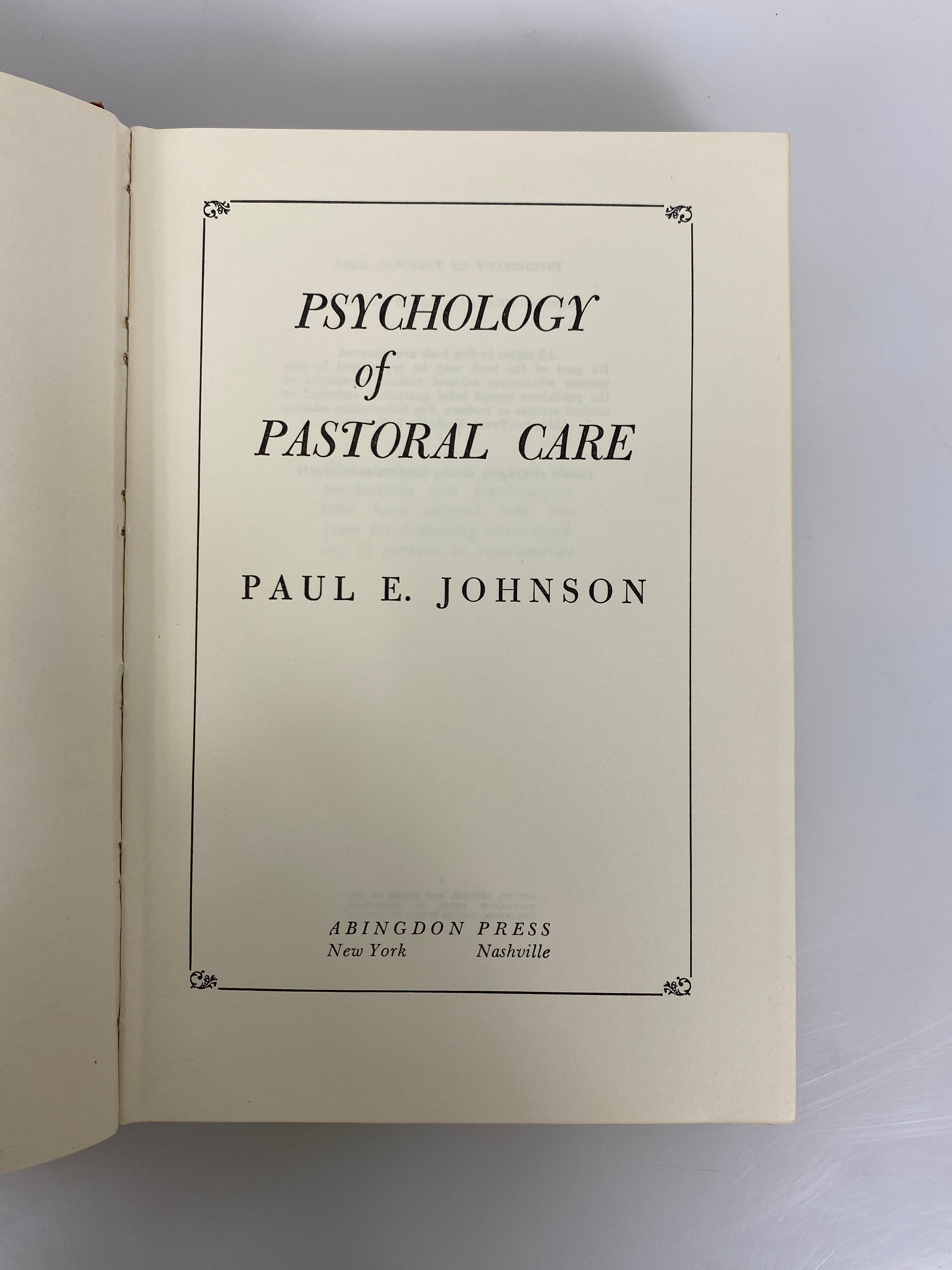Psychology of Pastoral Care by Paul Johnson 1953 HC DJ