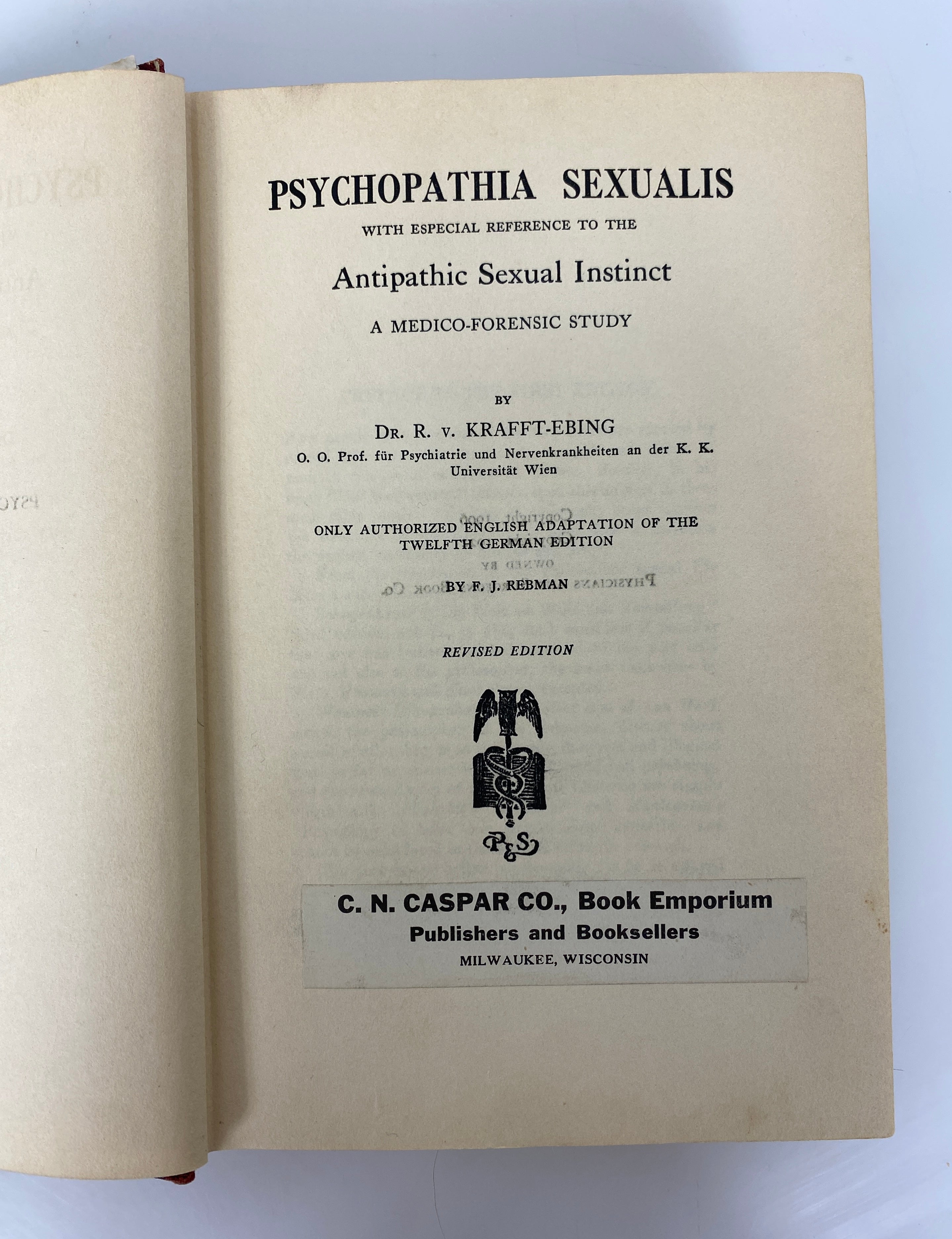Psychopathia Sexualis by Krafft-Ebing 1922 Revised Ed Antique HC