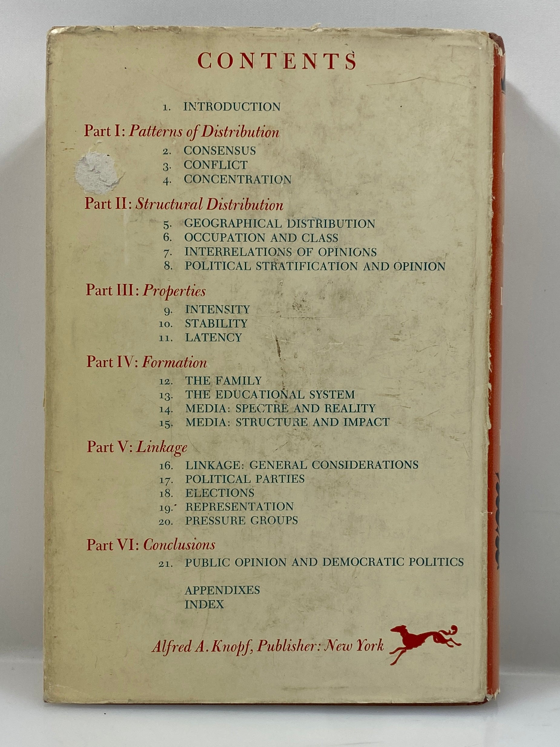 Public Opinion & American Democracy by V.O. Key 1961 First Edition HC DJ