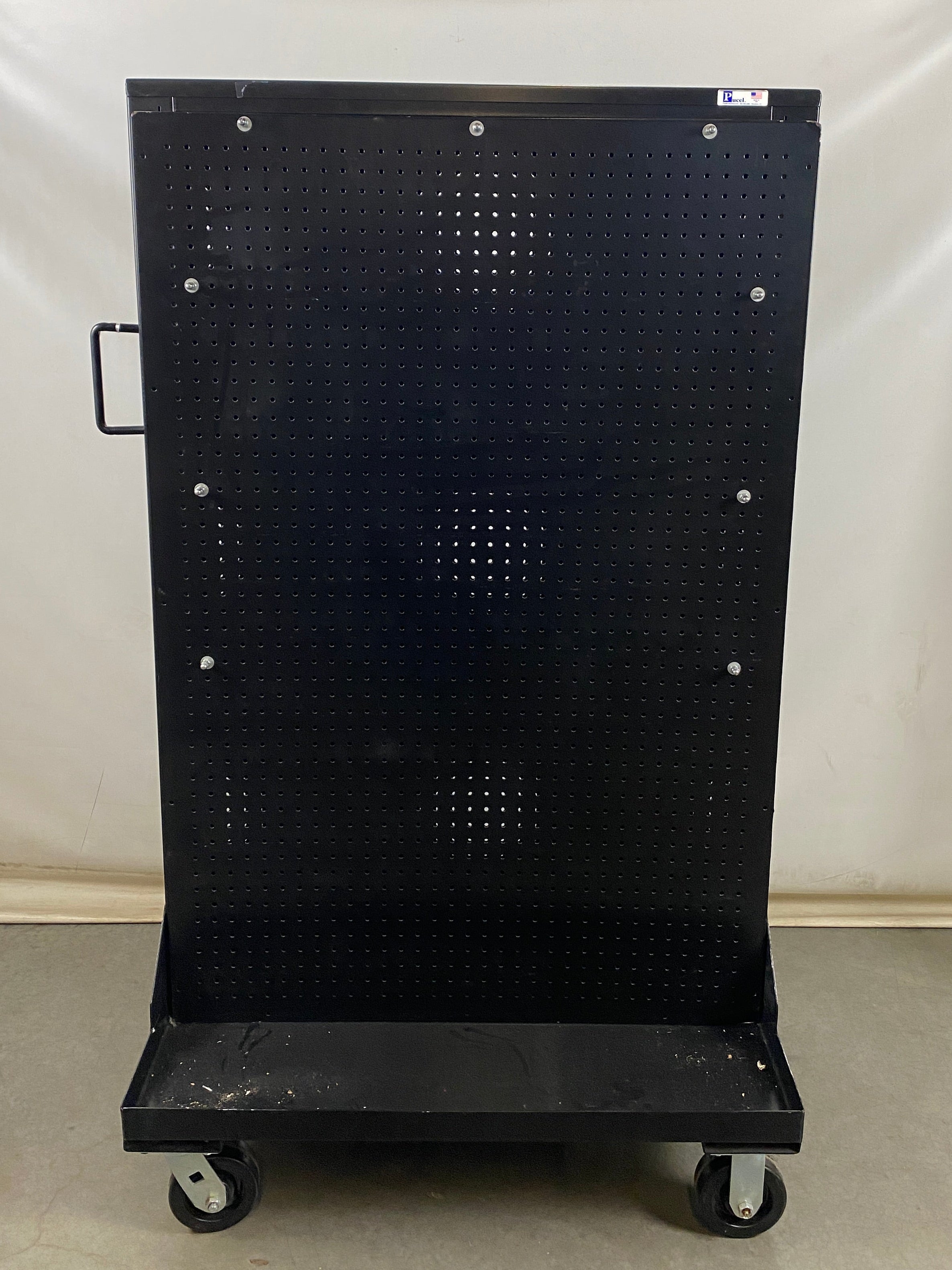 Pucel Pegboard Cart With Bin And Hooks