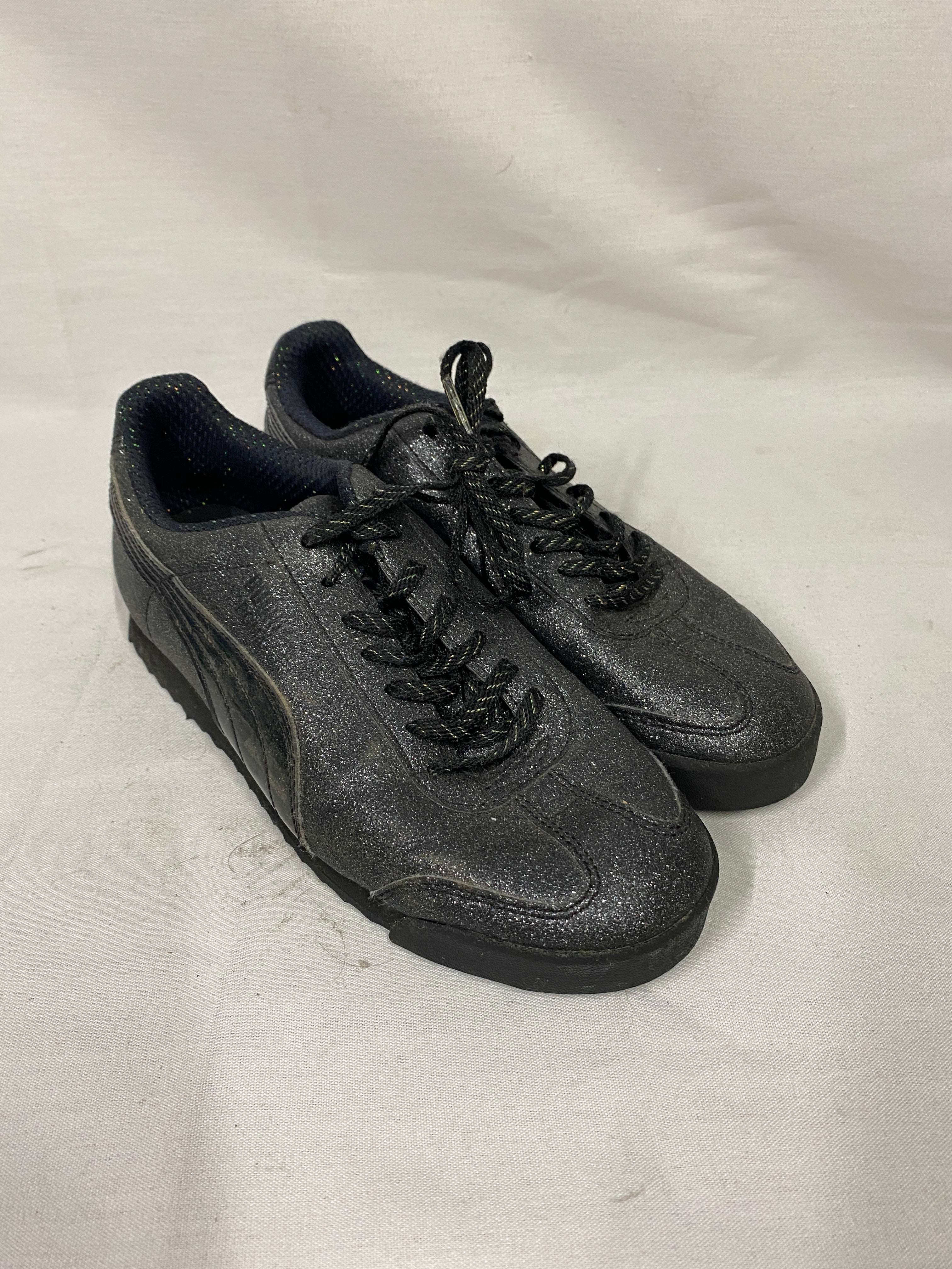 Puma Roma Glitz Glam Sneakers Glittery Black Men's Size 6.5