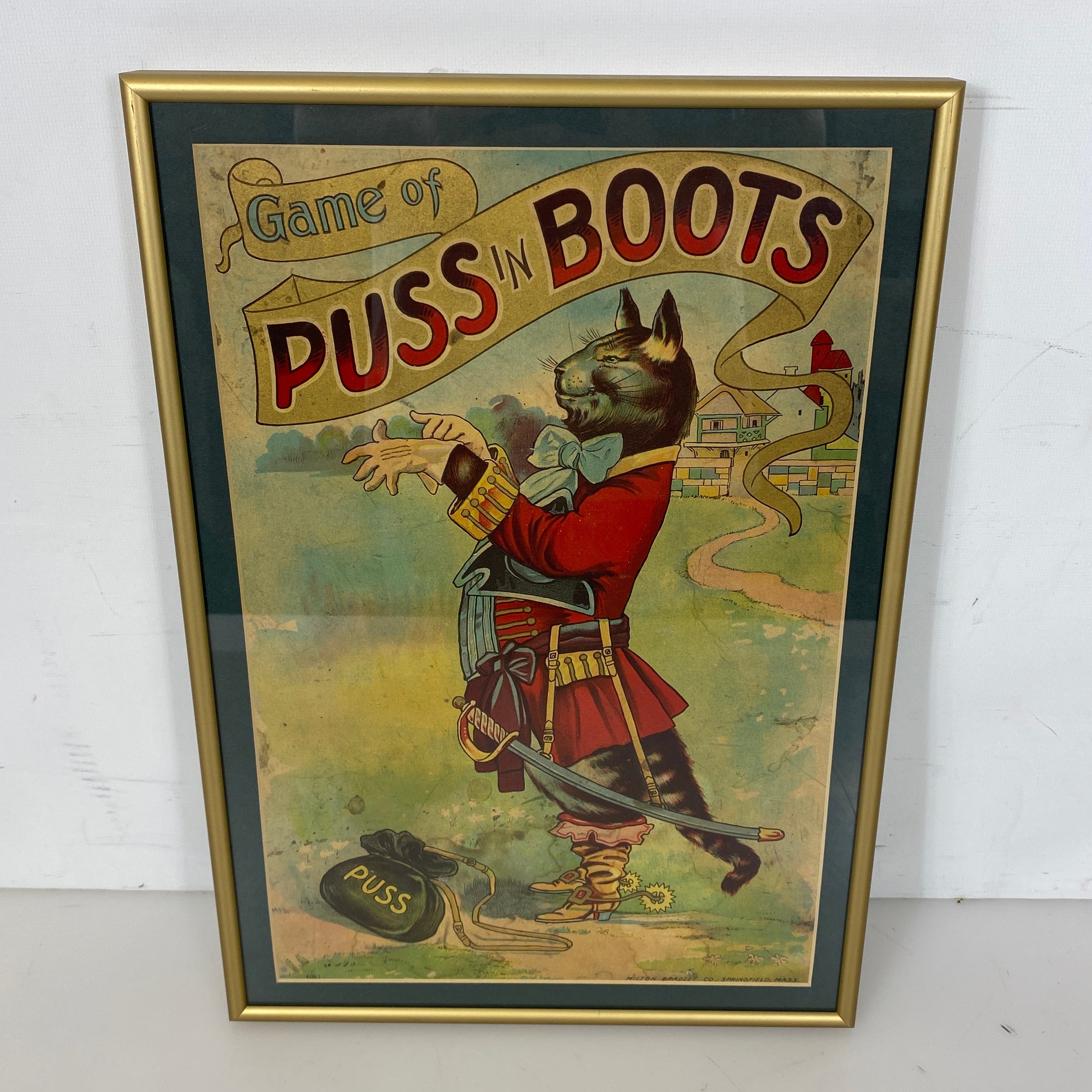 "Puss in Boots" Original Print Poster in Nielsen Frame