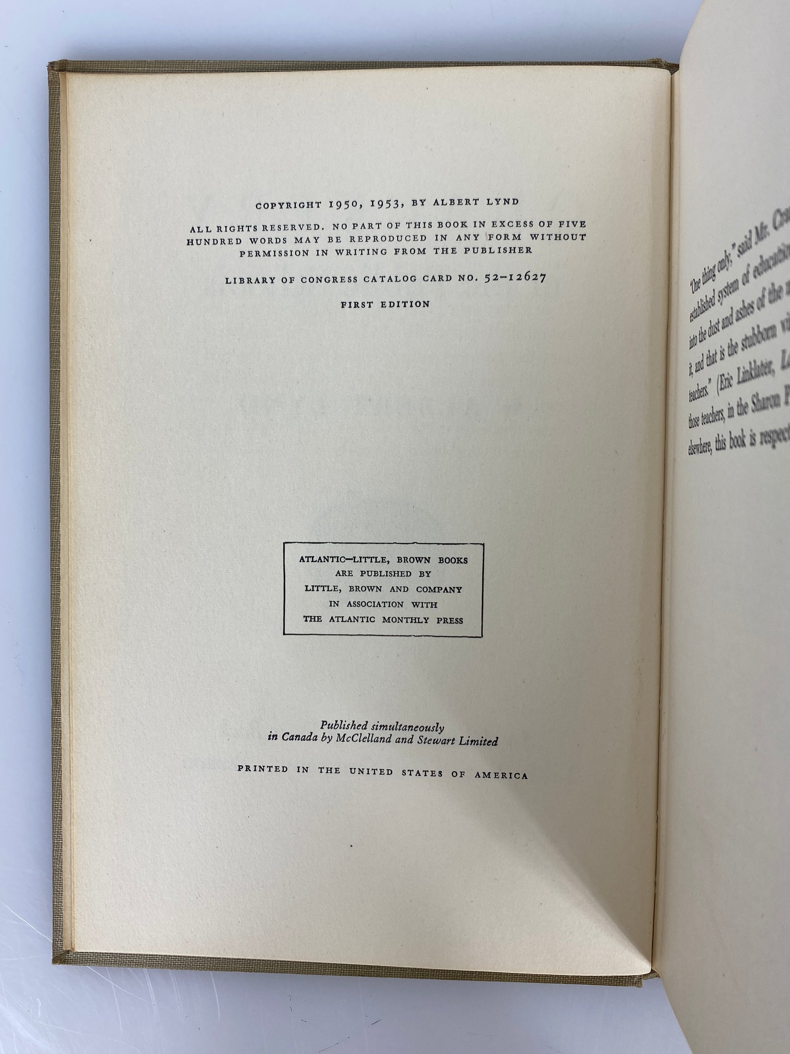 Quackery in the Public Schools by Albert Lynd 1953 First Edition HC