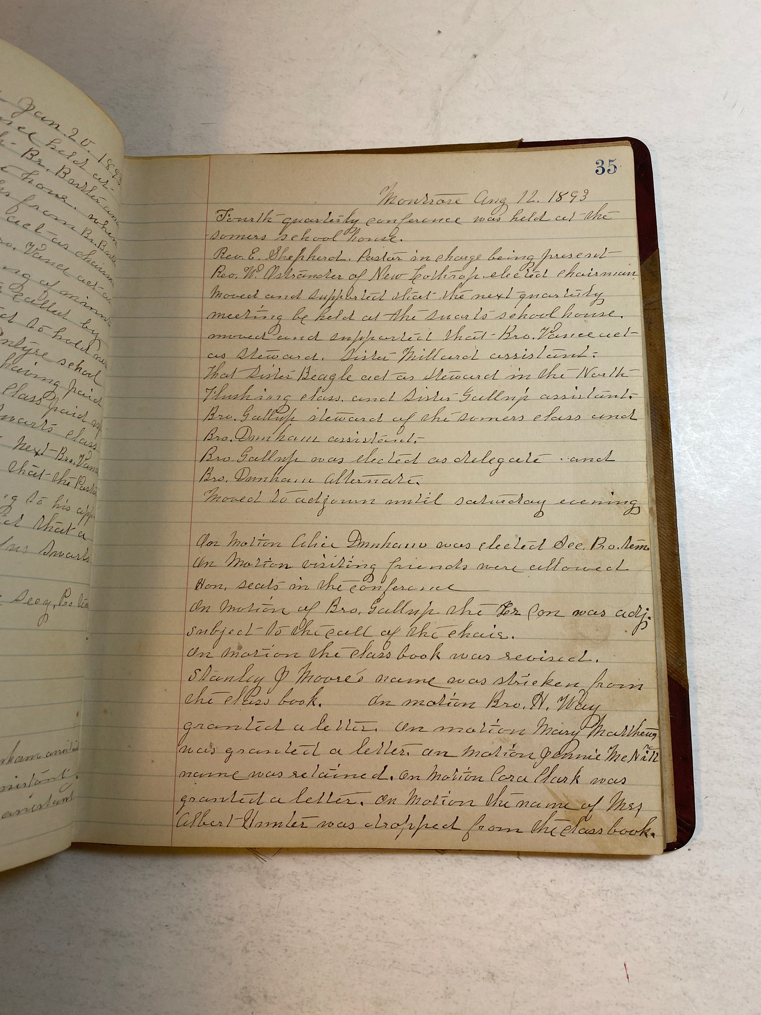 Quarterly Conference Montrose, Michigan Methodist Church Notes 1880-1899