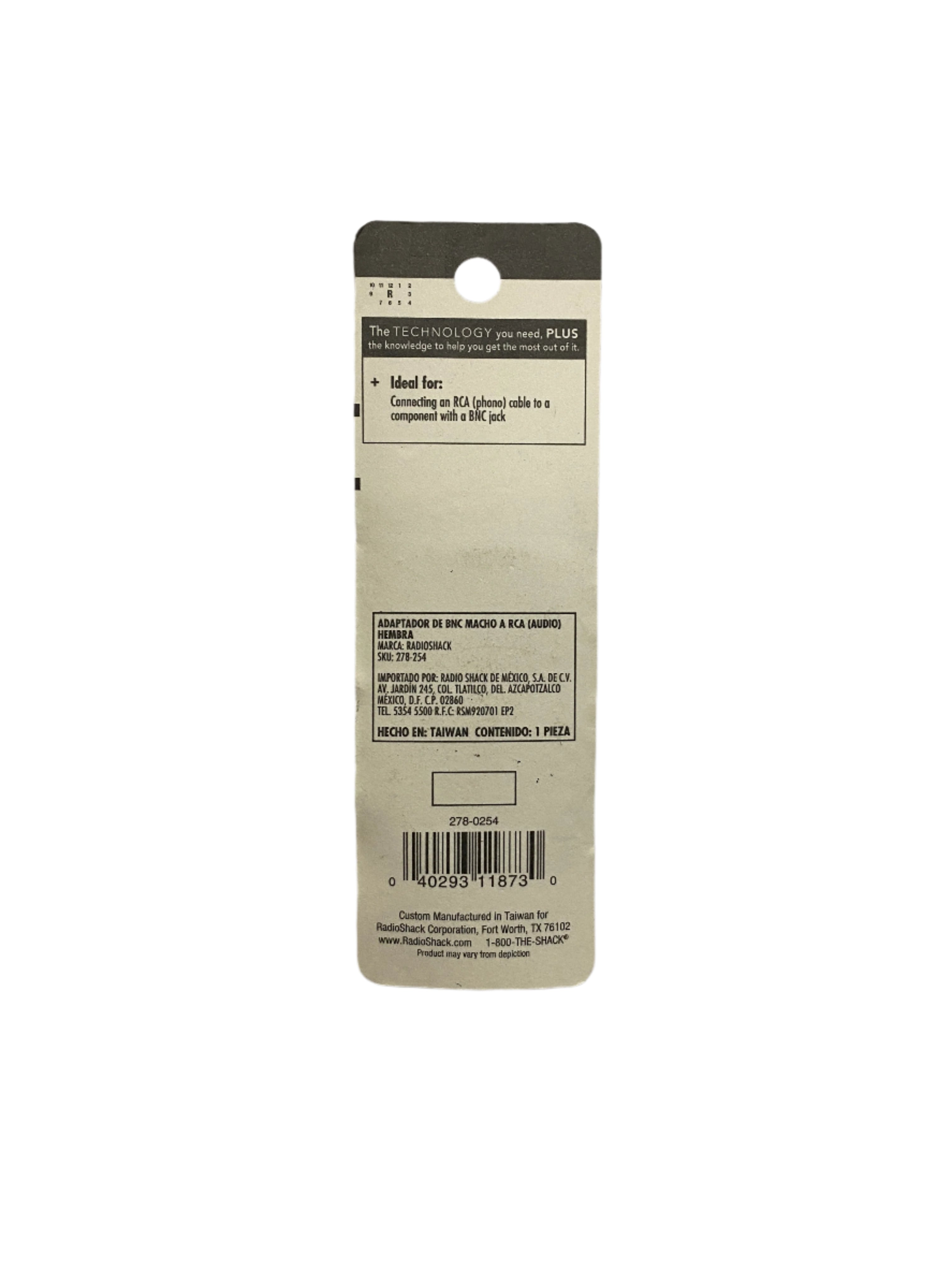 RadioShack BNC Male to RCA Phono Female Adapter
