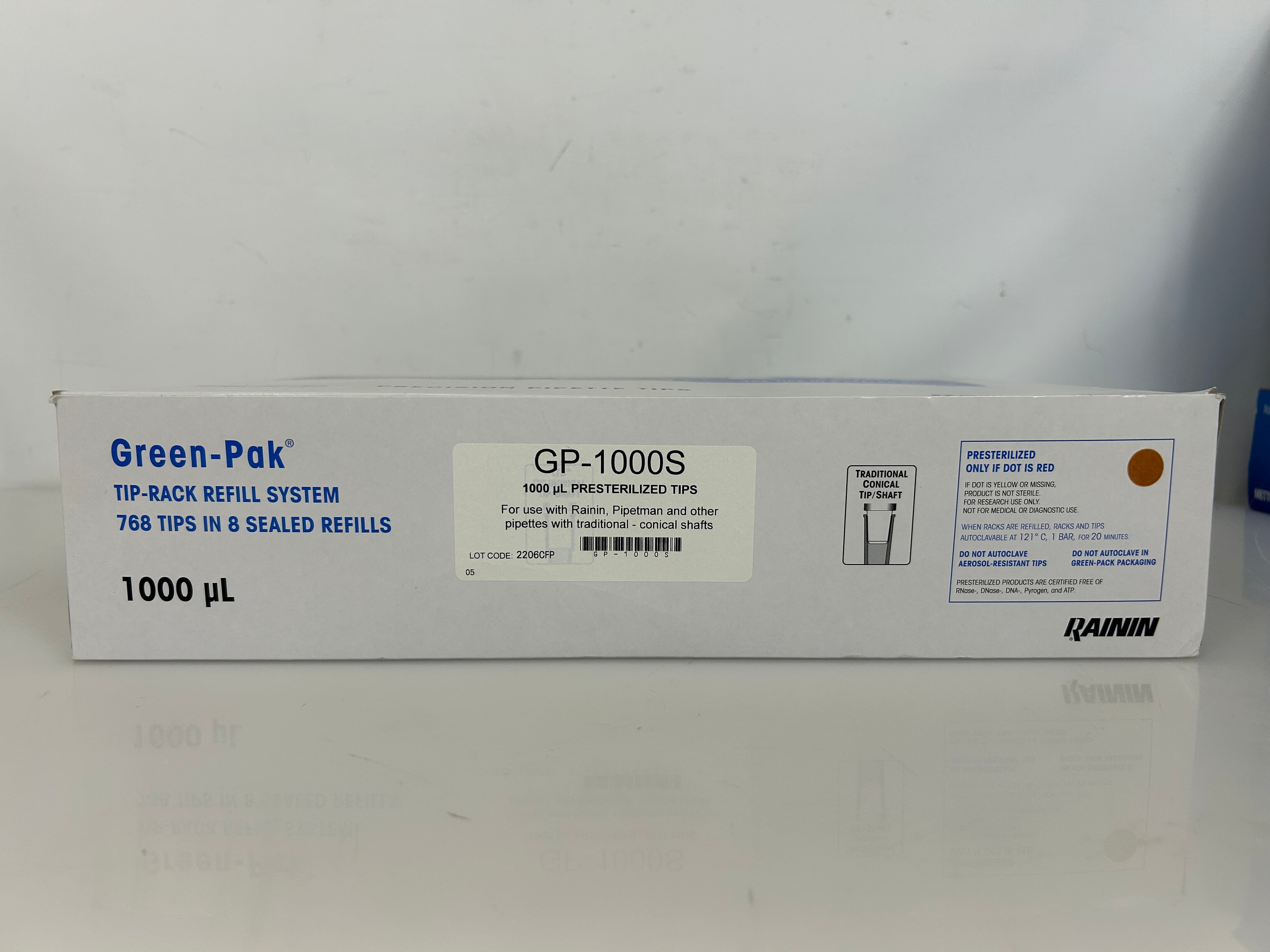 Rainin Bioclean Precision Pipette 1000µ 768 Tips in 5 Sealed refills