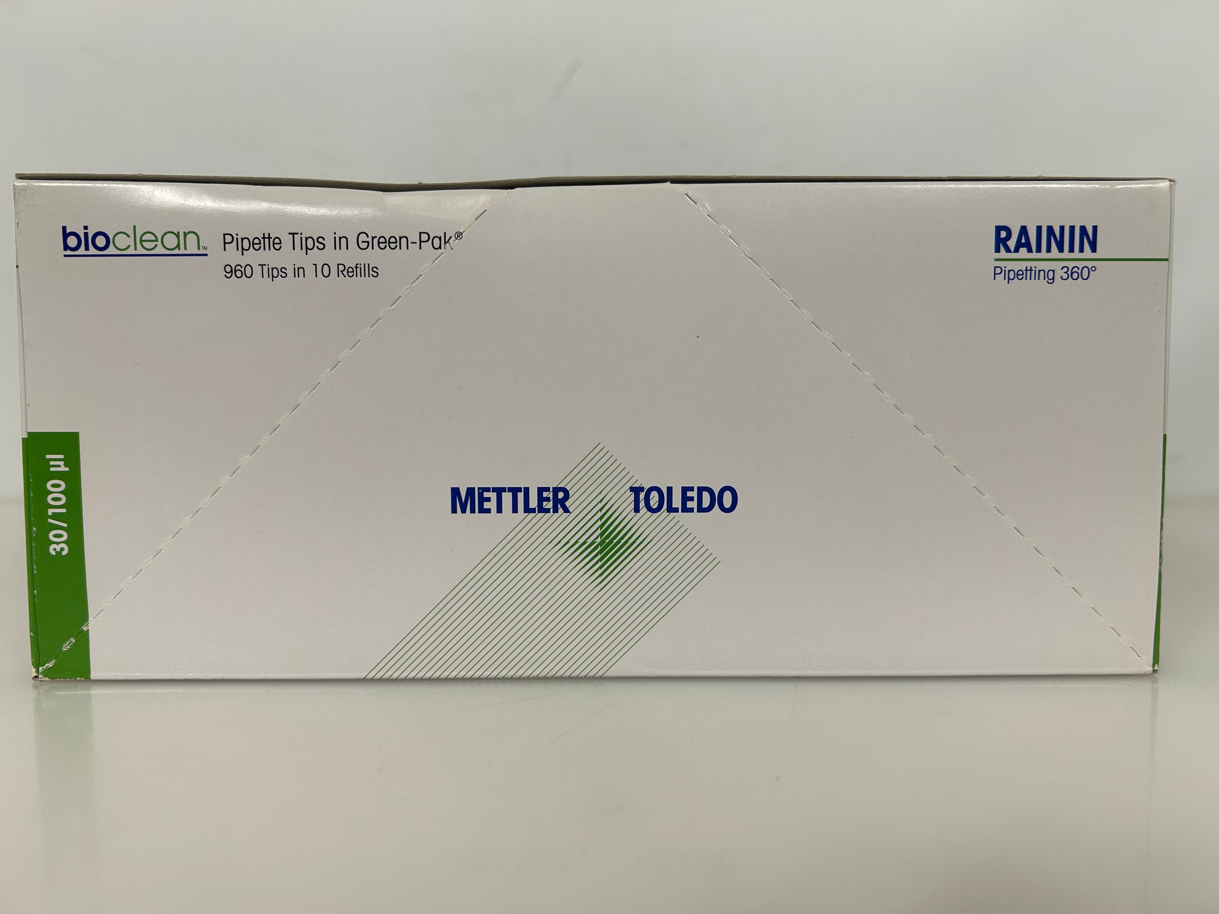 Rainin Bioclean Precision Pipette 30/100 µ Tips 960 Tips in 10 refills Green-Pak