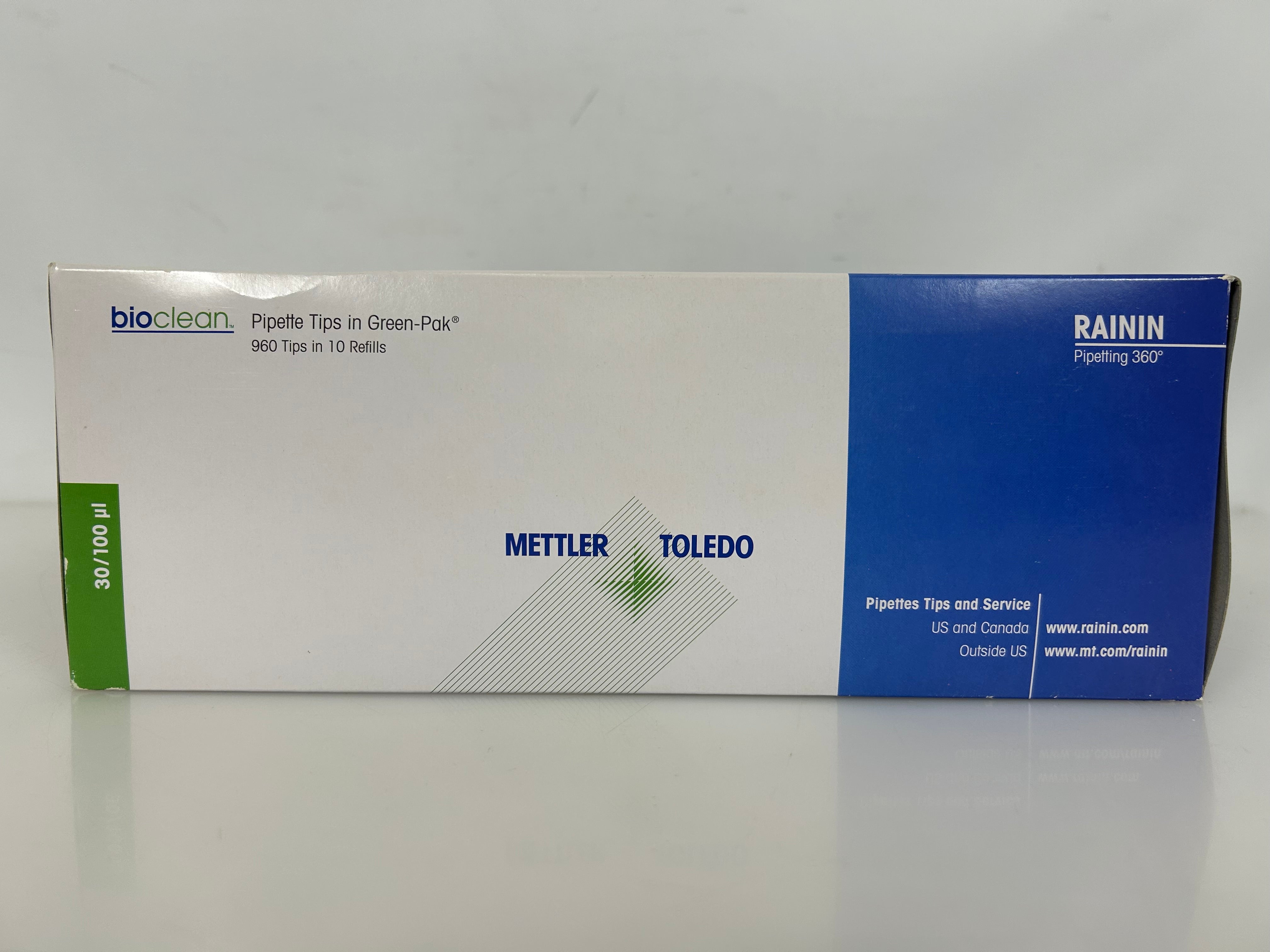 Rainin Bioclean Precision Pipette 30/100 µ Tips 960 Tips in 10 refills Green-Pak