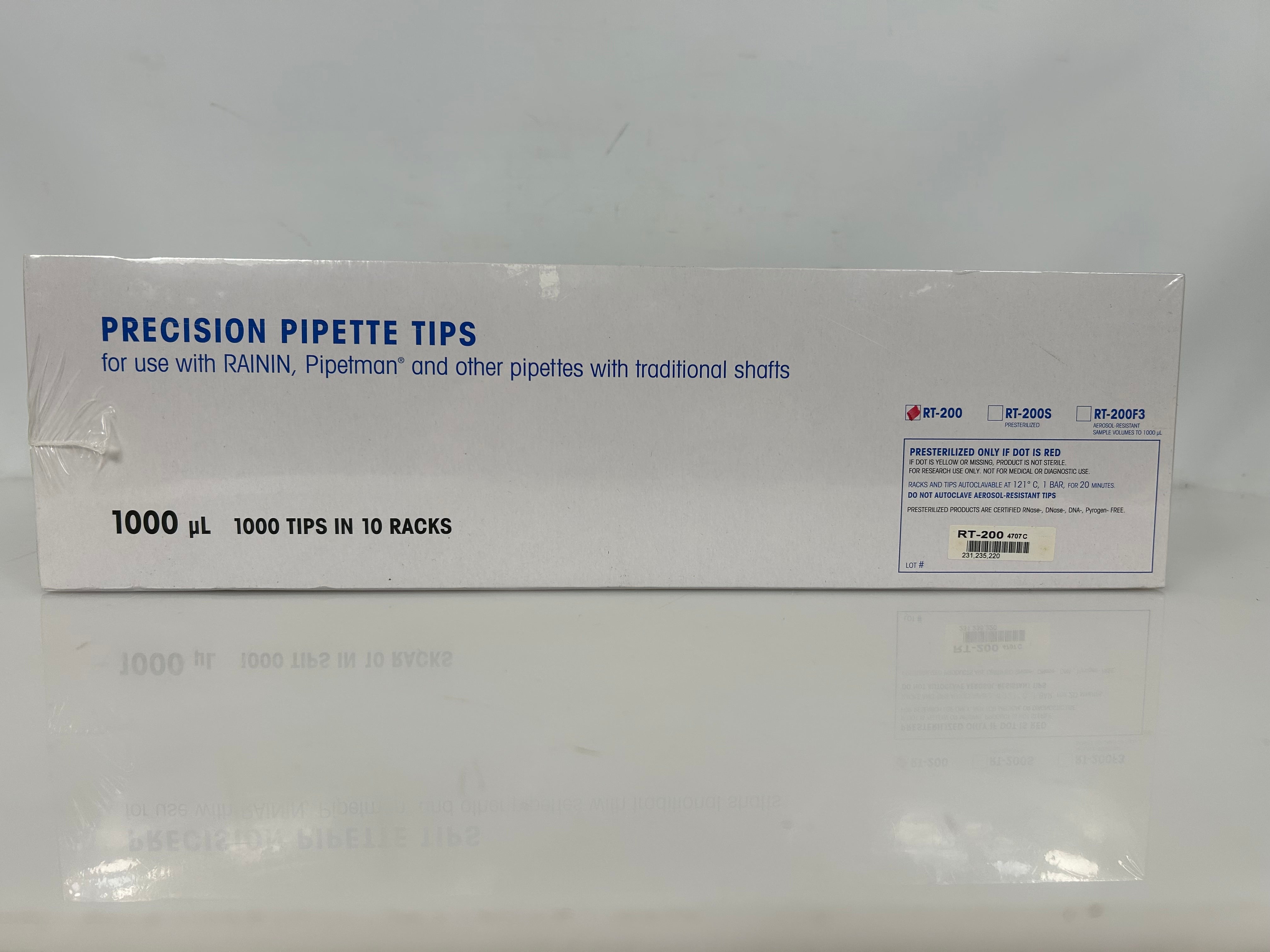 Rainin Bioclean Precision Pipette Tips 1000 Tips in 10 Racks