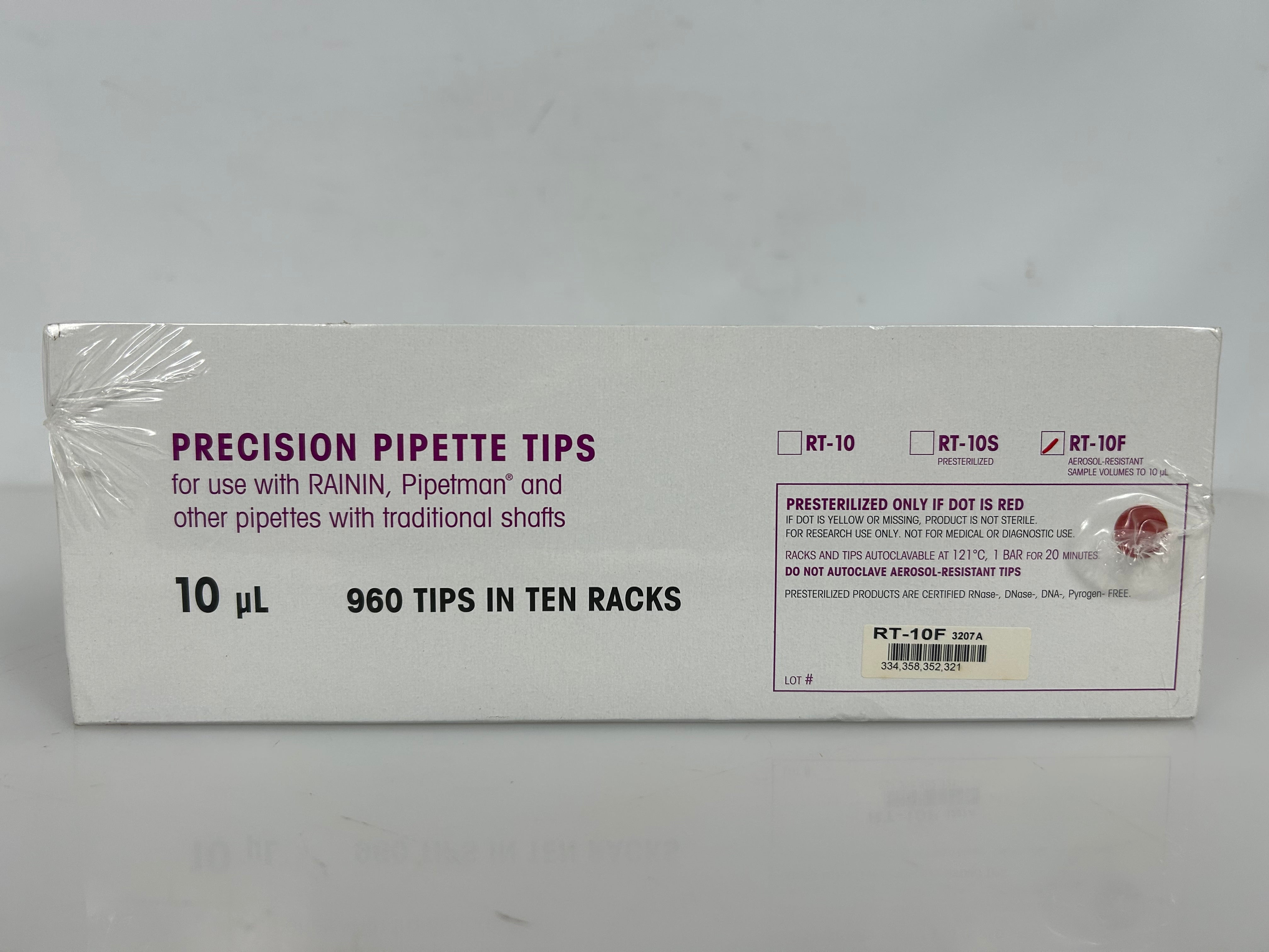 Rainin Precision Pipette Tips 10µ 960 Tips in 10 racks