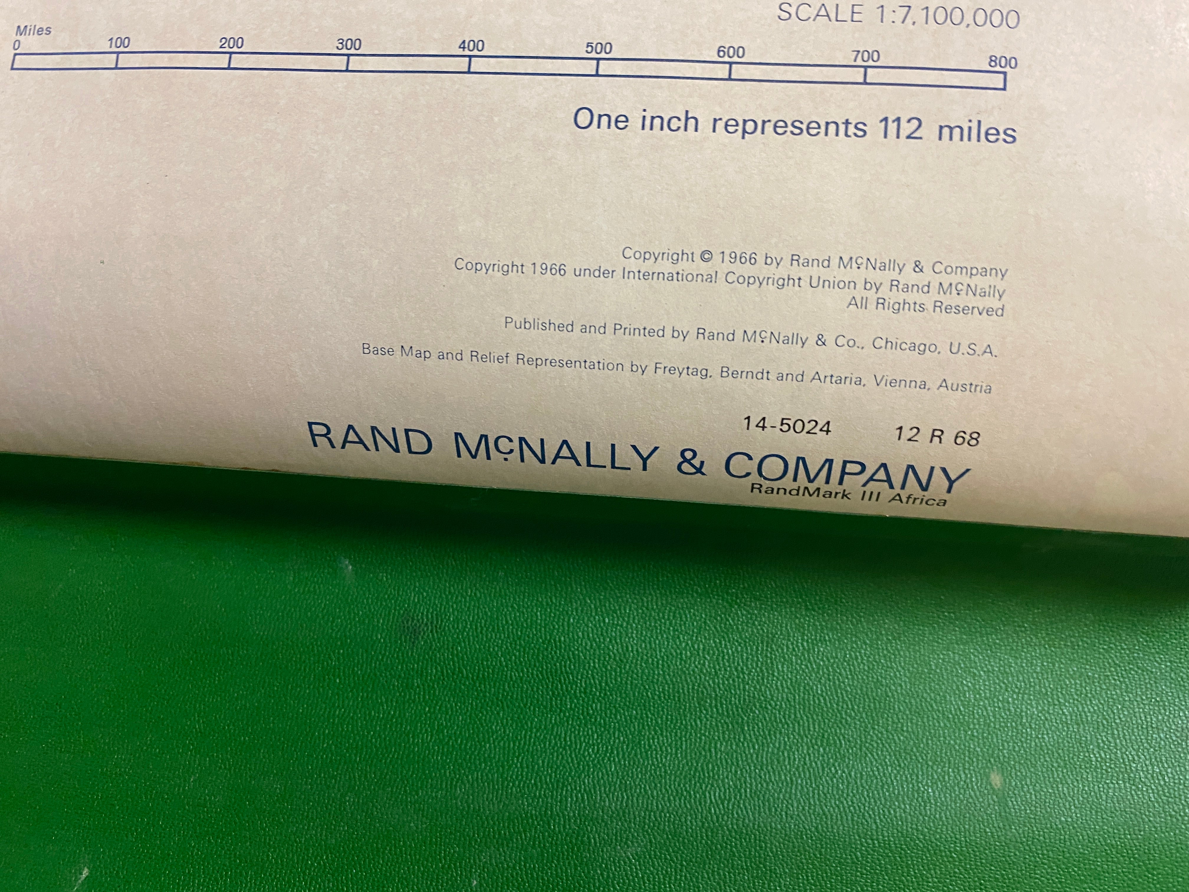 Rand McNally Africa Pull Down Map 1966