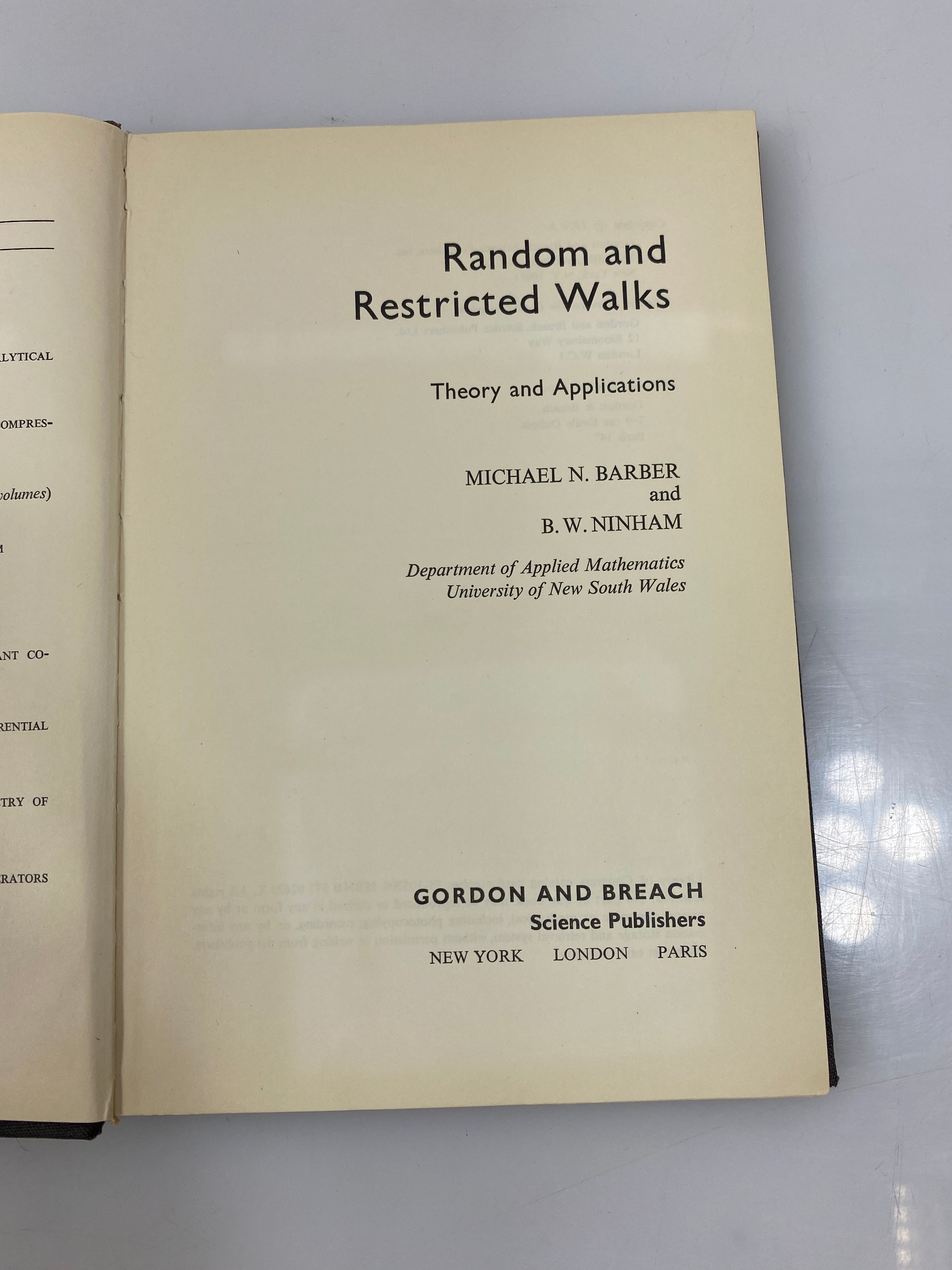 Random and Restricted Walks by Barber/Ninham Ex-library 1970 HC