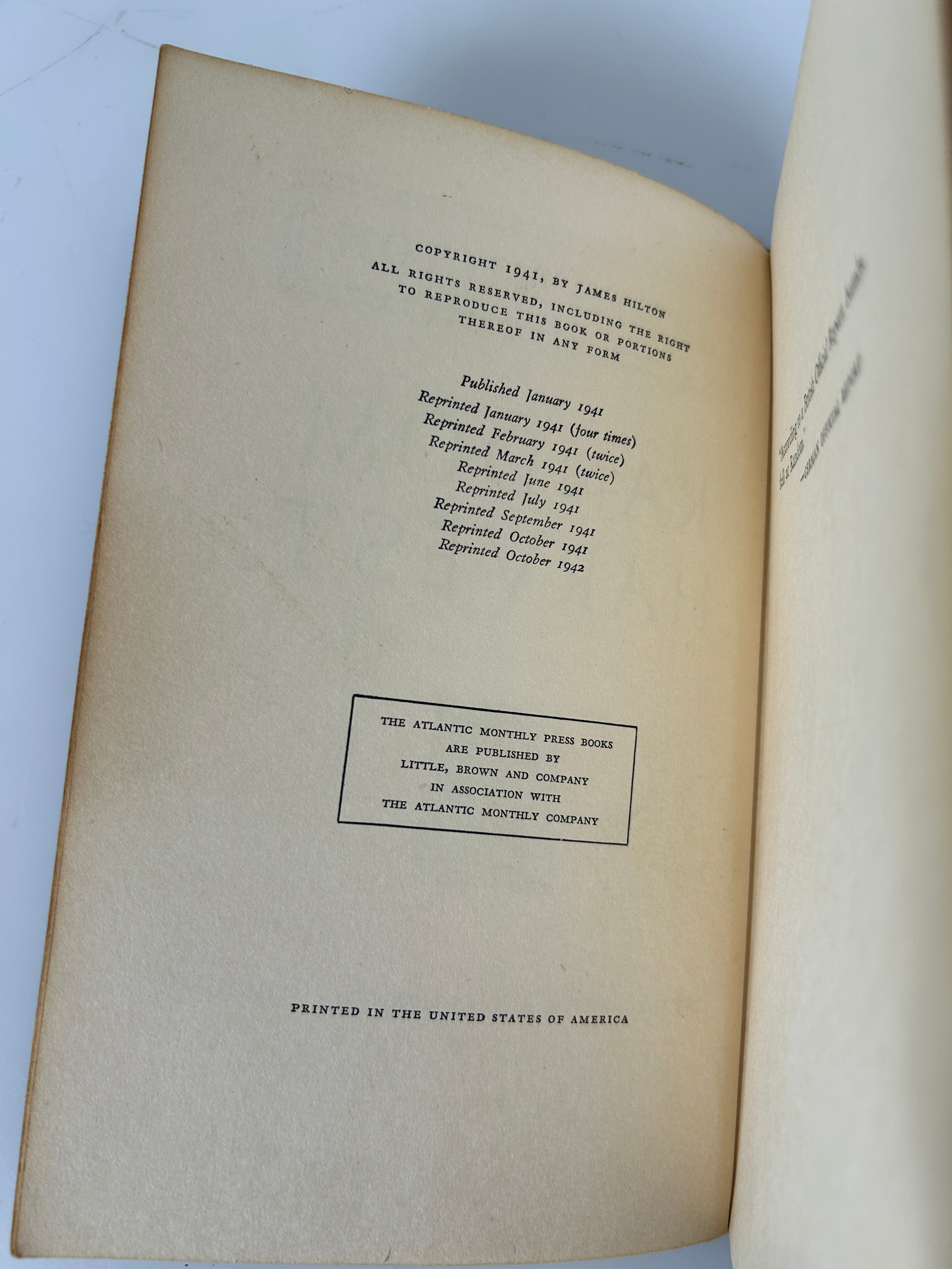 Random Harvest by James Hilton Little, Brown & Co 1942 HC