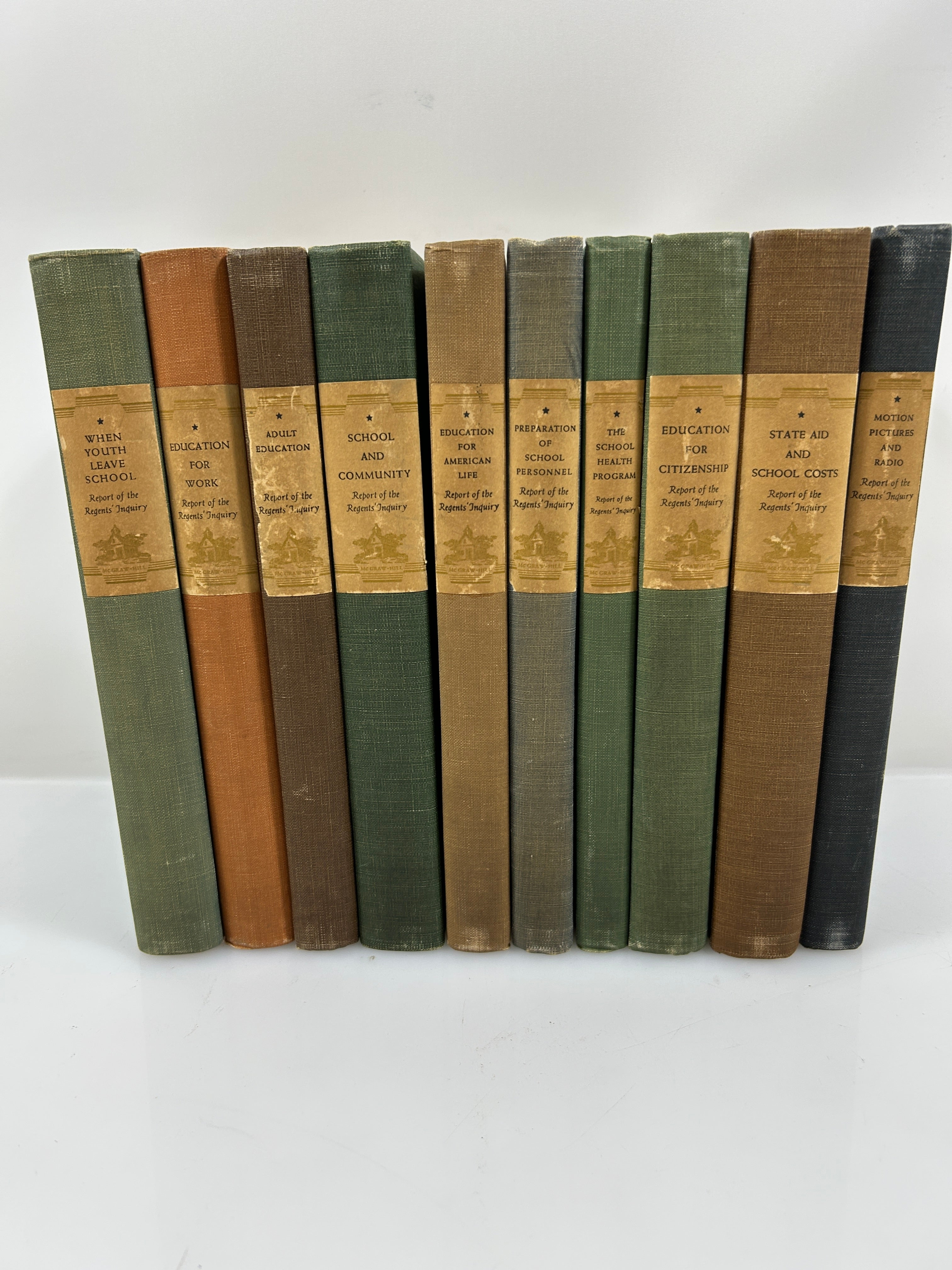 Rare 10 Volume Set 1938 Report of the NY Board of Regents Inquiry Vintage HC