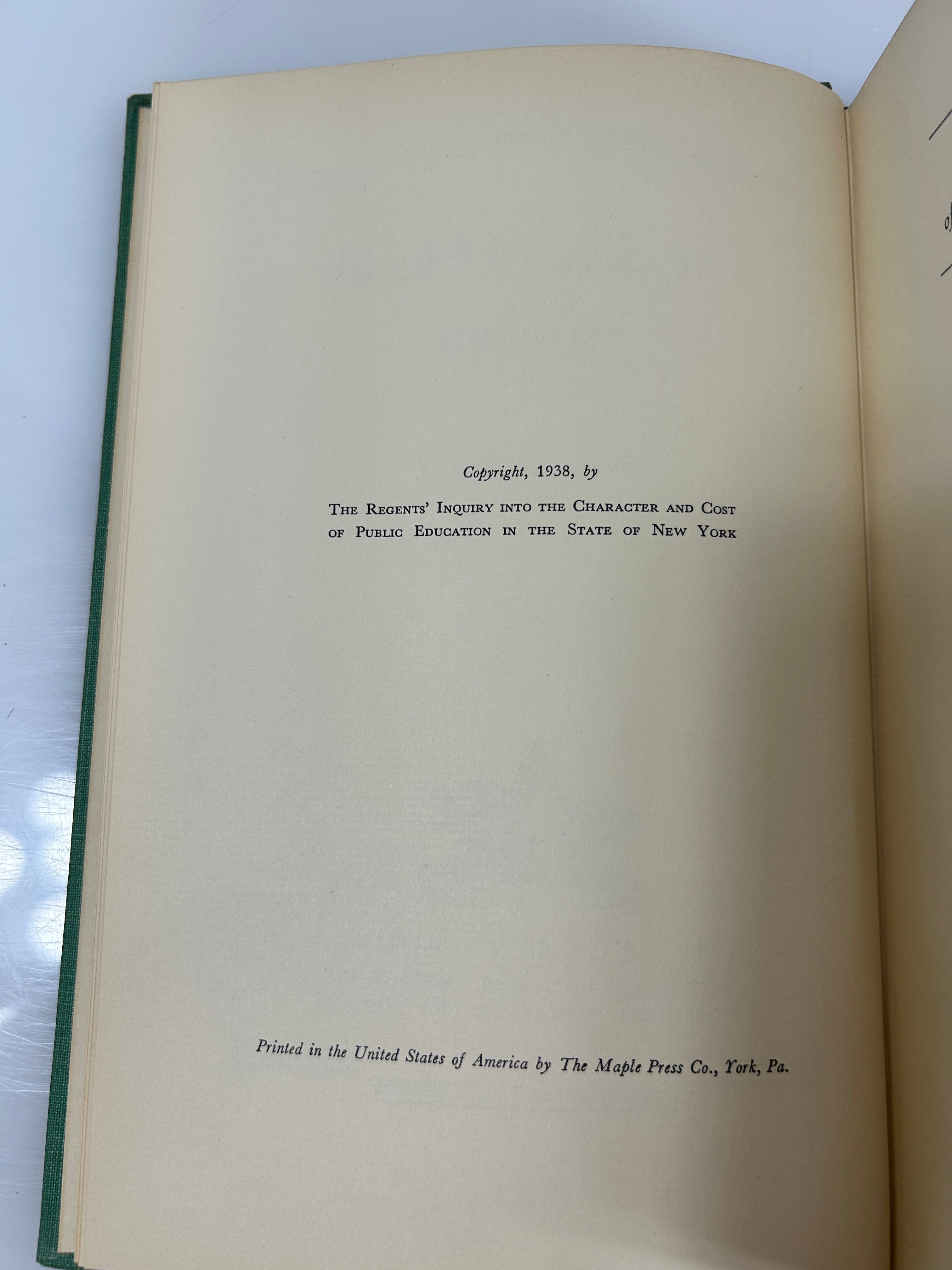 Rare 10 Volume Set 1938 Report of the NY Board of Regents Inquiry Vintage HC
