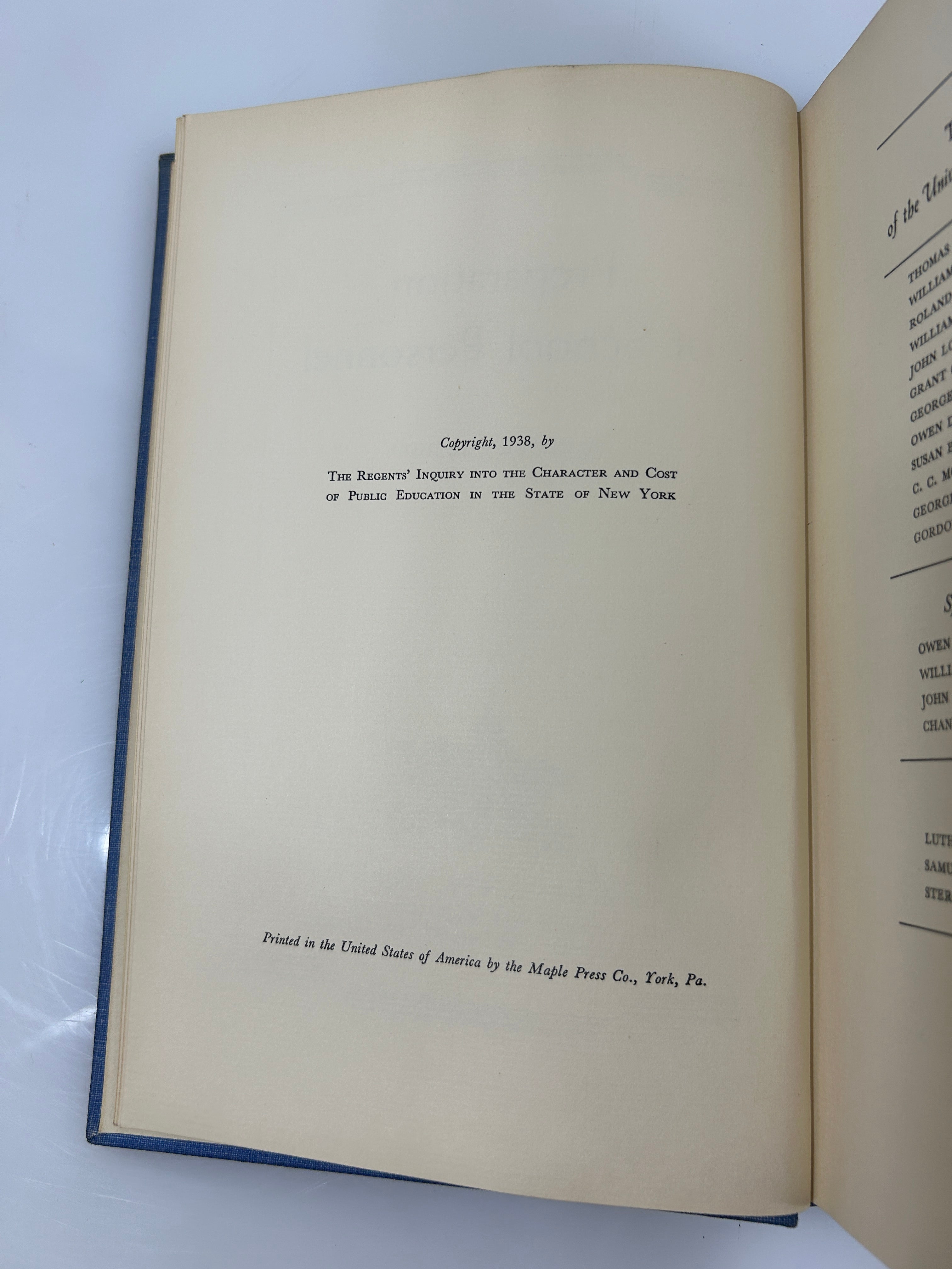 Rare 10 Volume Set 1938 Report of the NY Board of Regents Inquiry Vintage HC