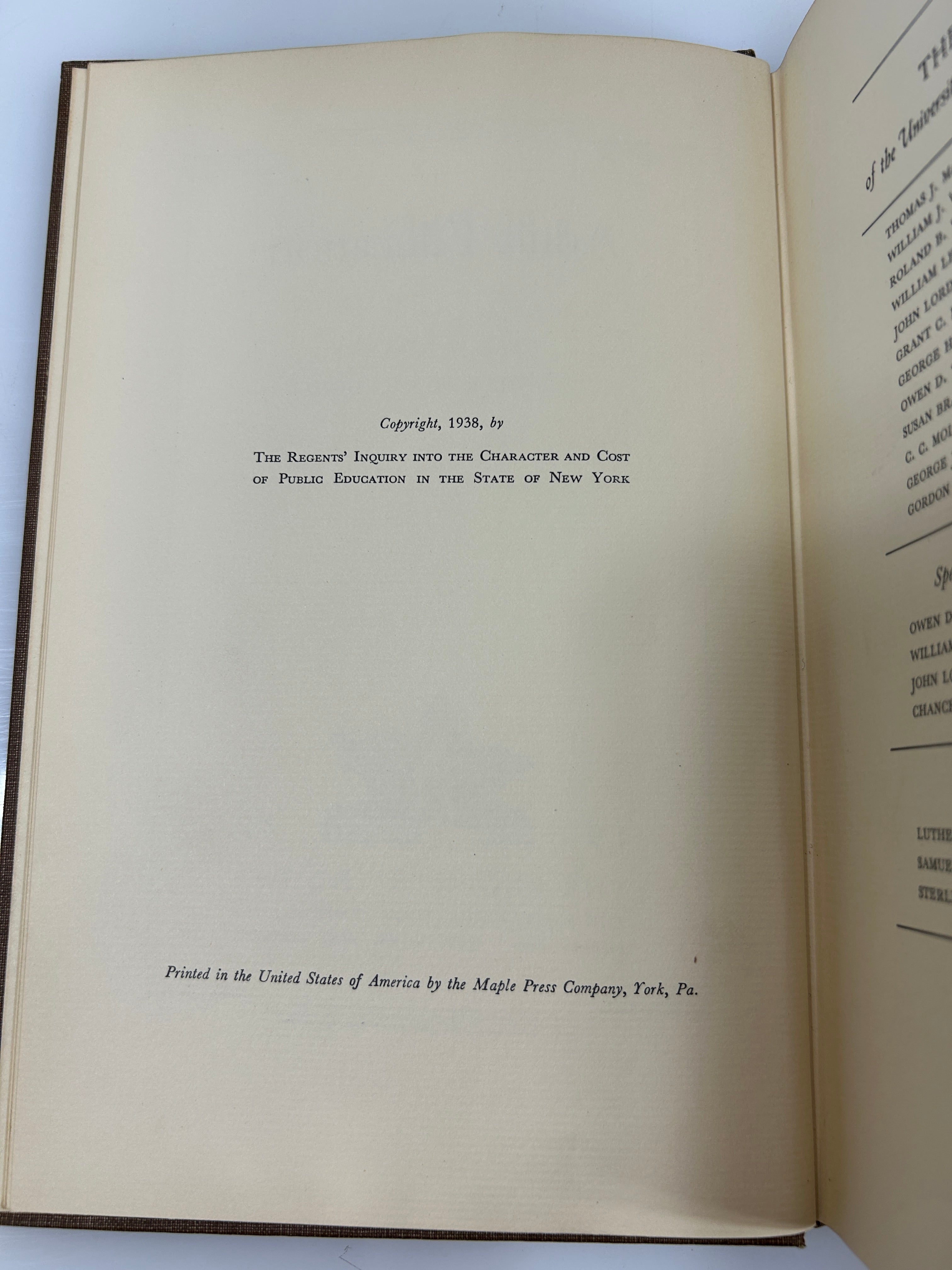 Rare 10 Volume Set 1938 Report of the NY Board of Regents Inquiry Vintage HC