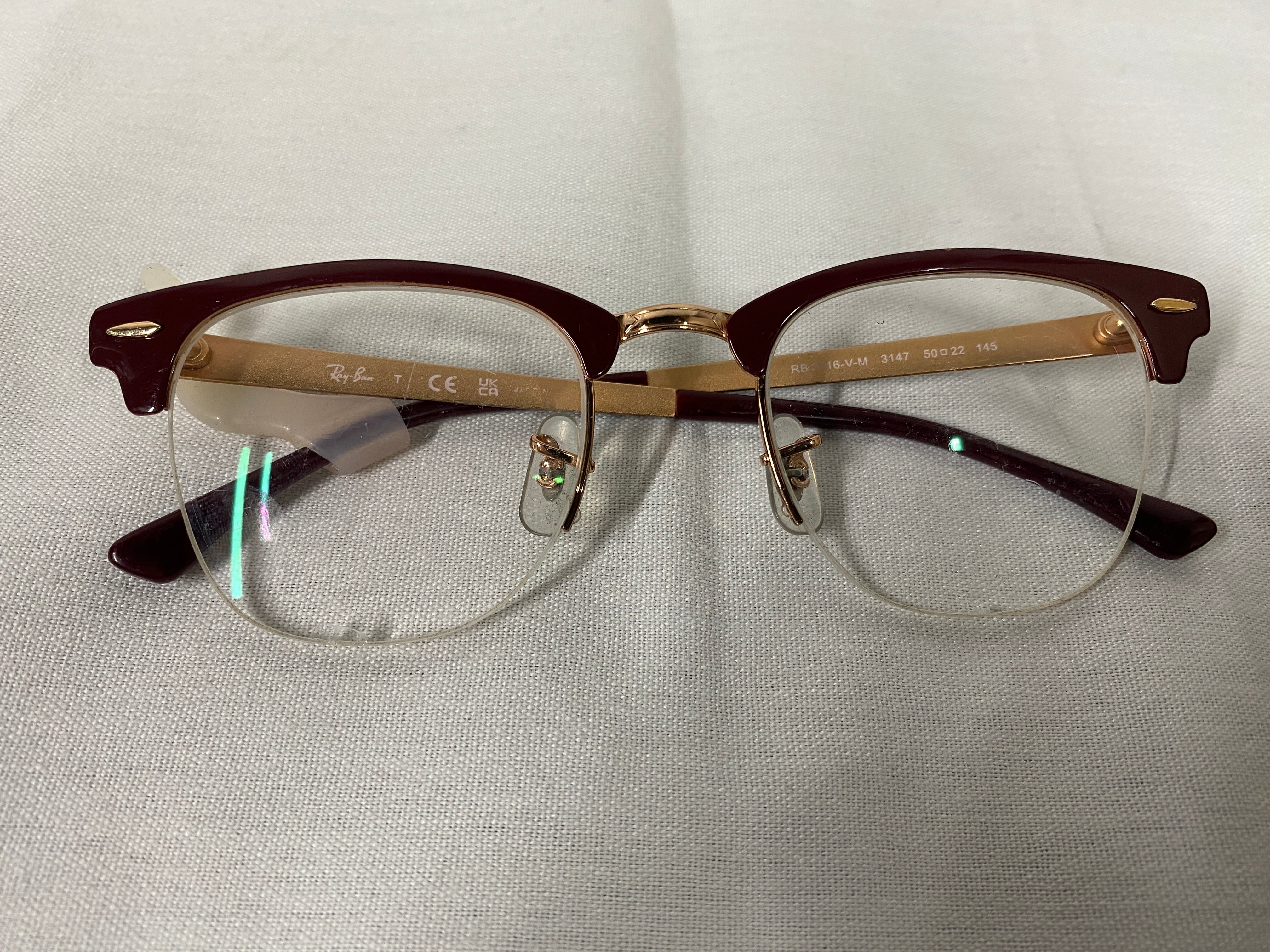 Ray Ban Red and Gold Glasses