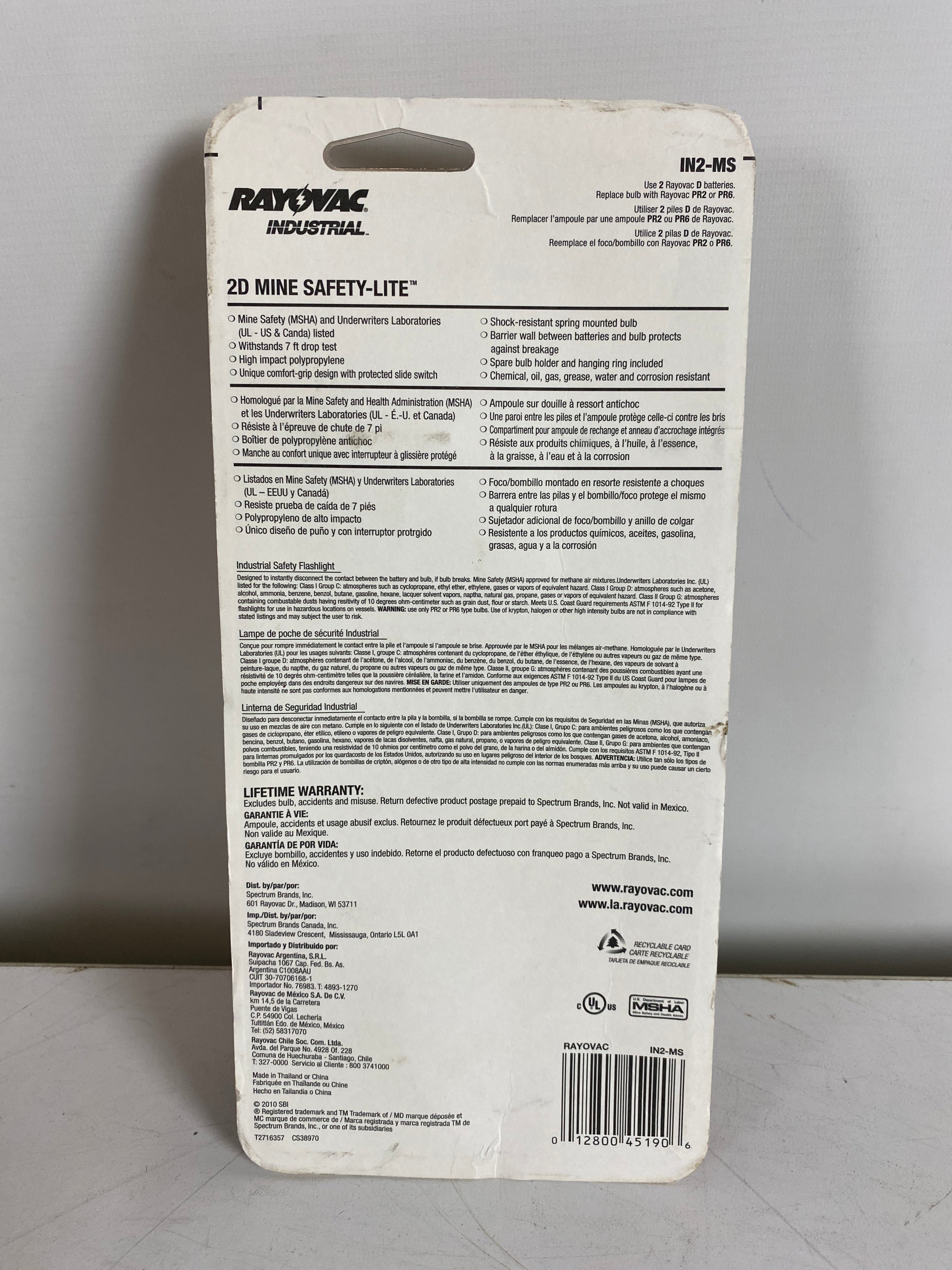 Rayovac Industrial Orange Mine Safety-Lite Flashlight
