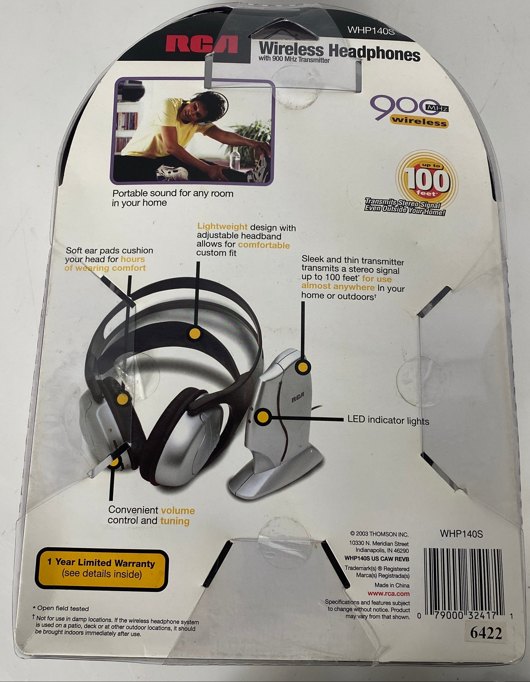 RCA WHP140S Wireless headphones with 900 MHz Transmitter