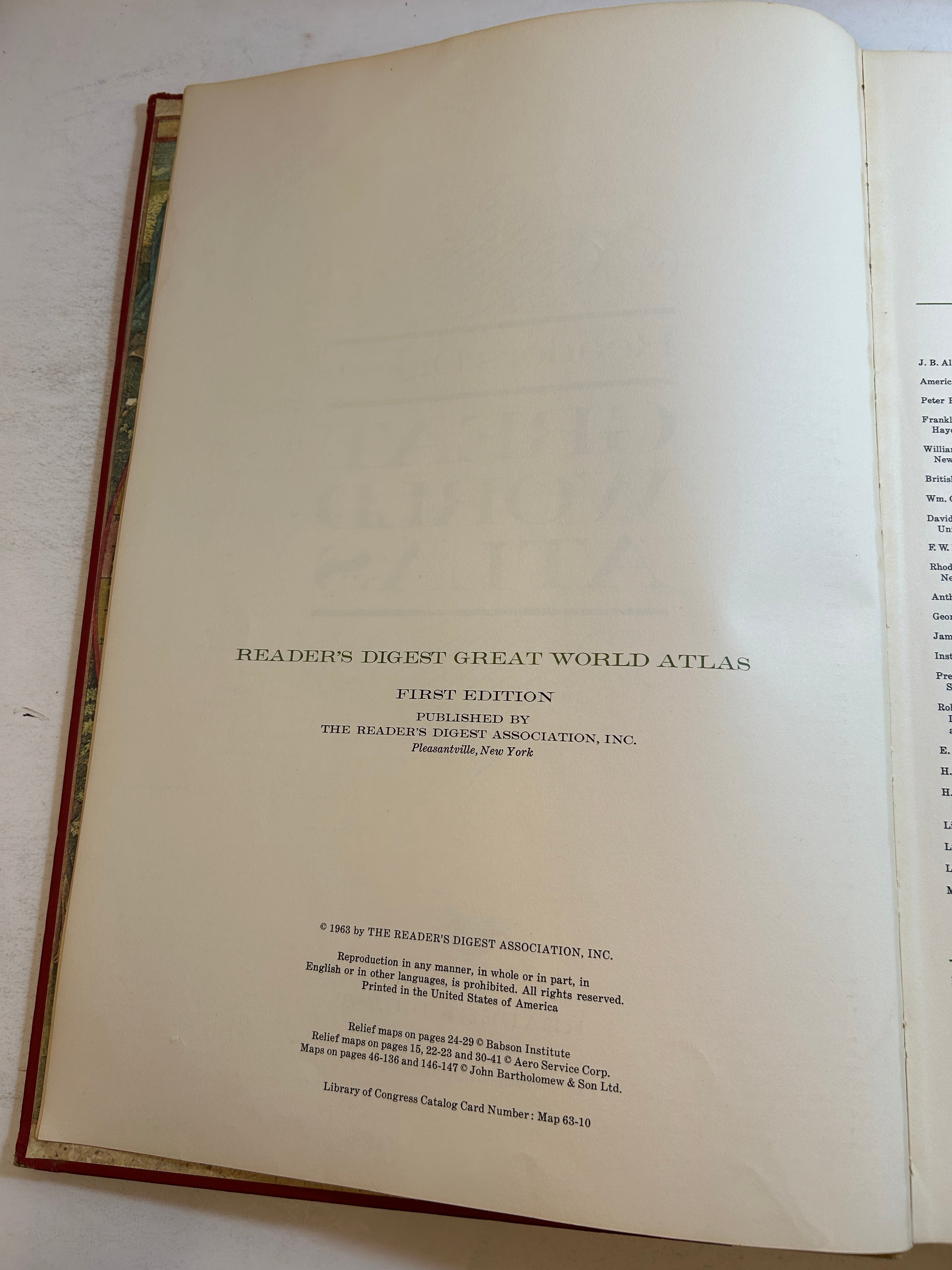 Readers Digest Great World Atlas Oversized 1st Ed 1963 HC