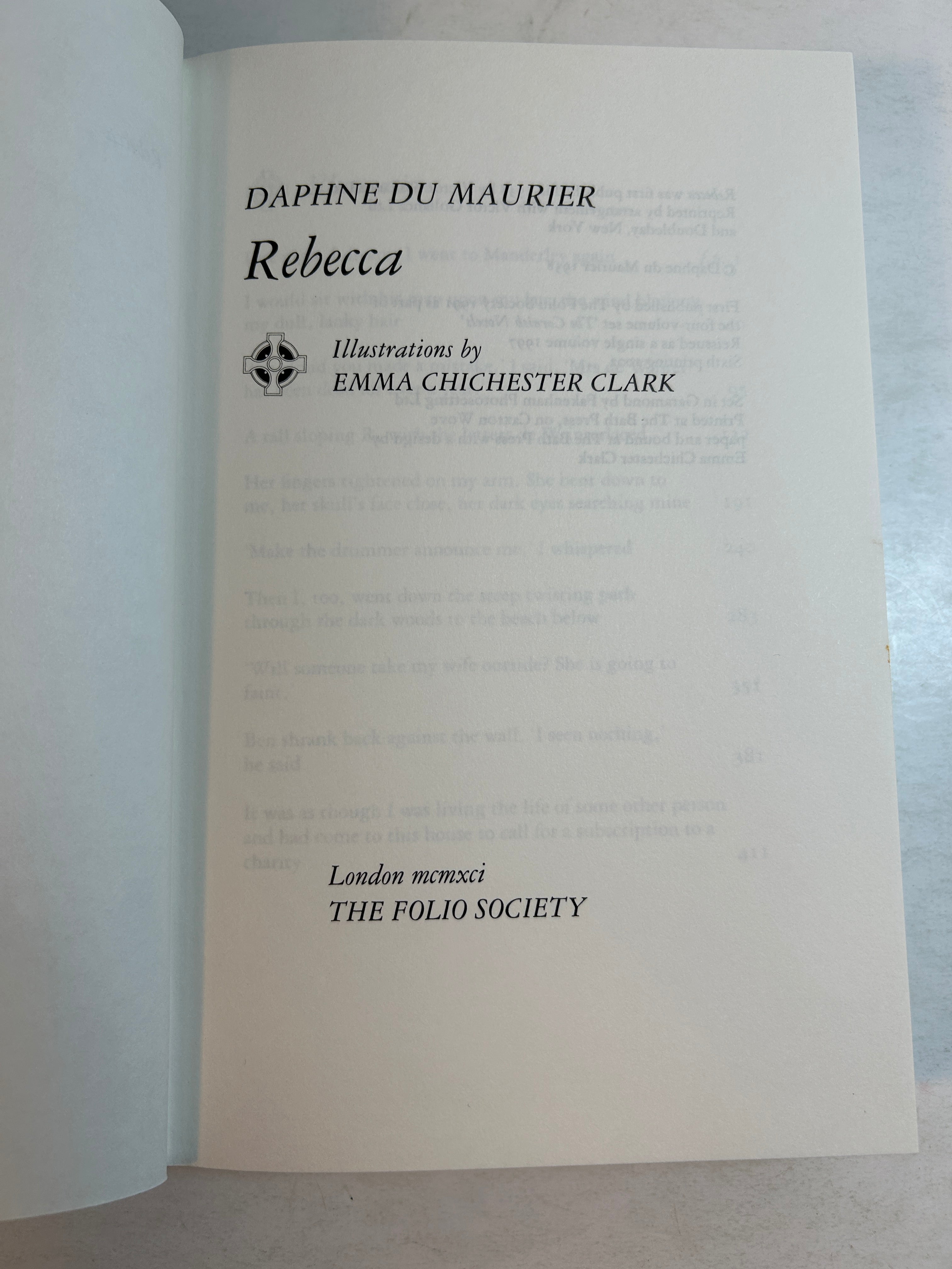 Rebecca by Daphne du Maurier Folio Society w/slipcase 2006 HC