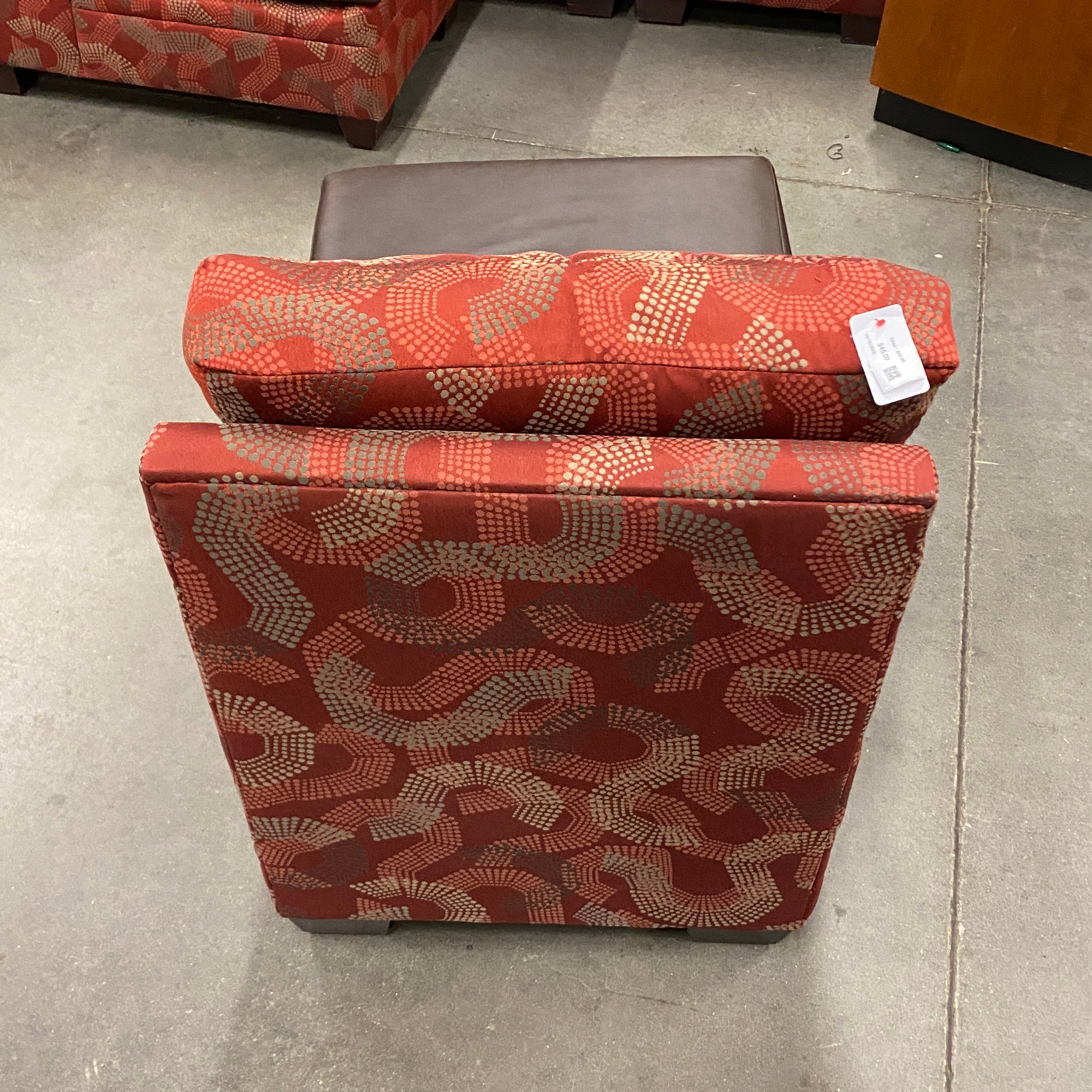 Red Armless Upholstered and Leather Chair