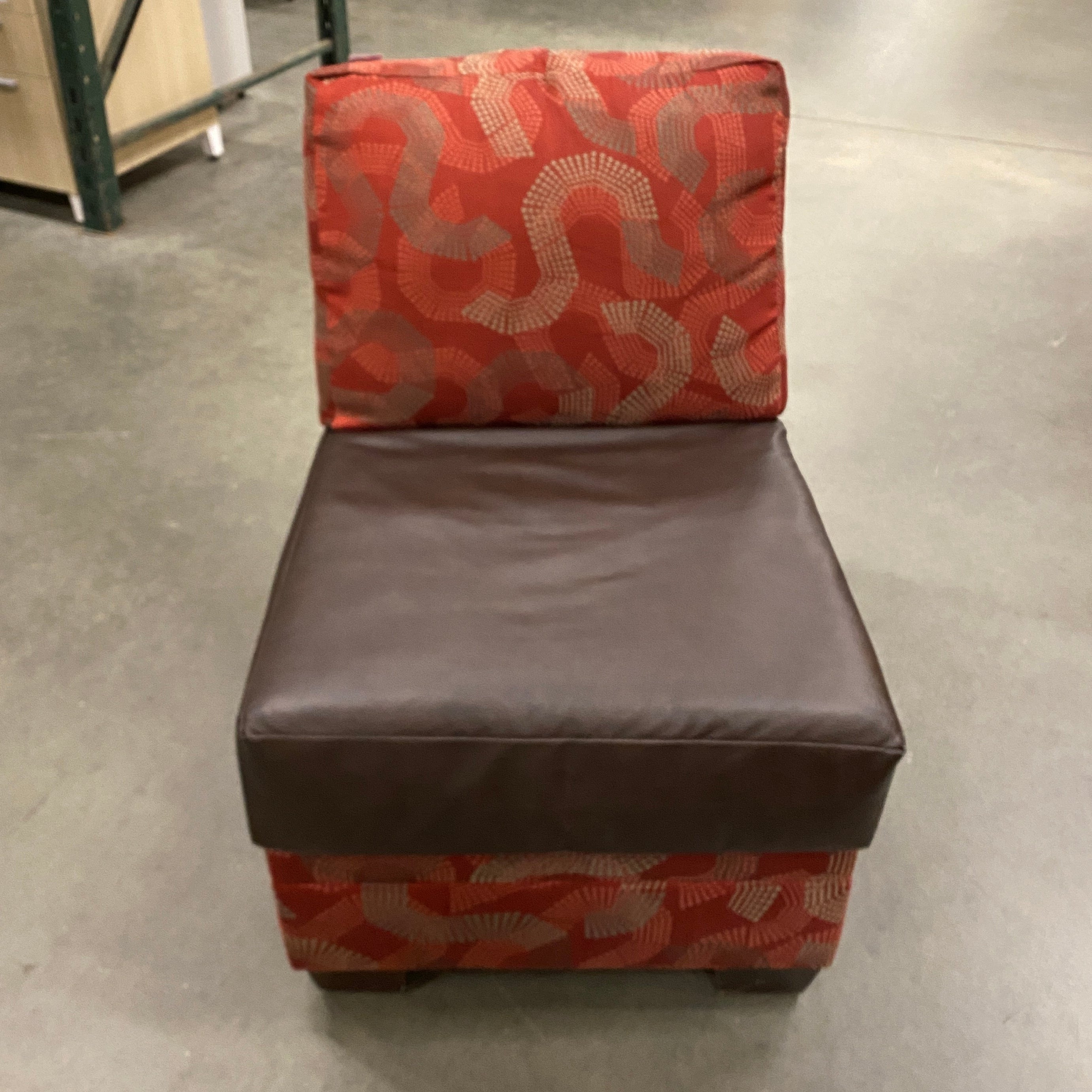 Red Armless Upholstered and Leather Chair