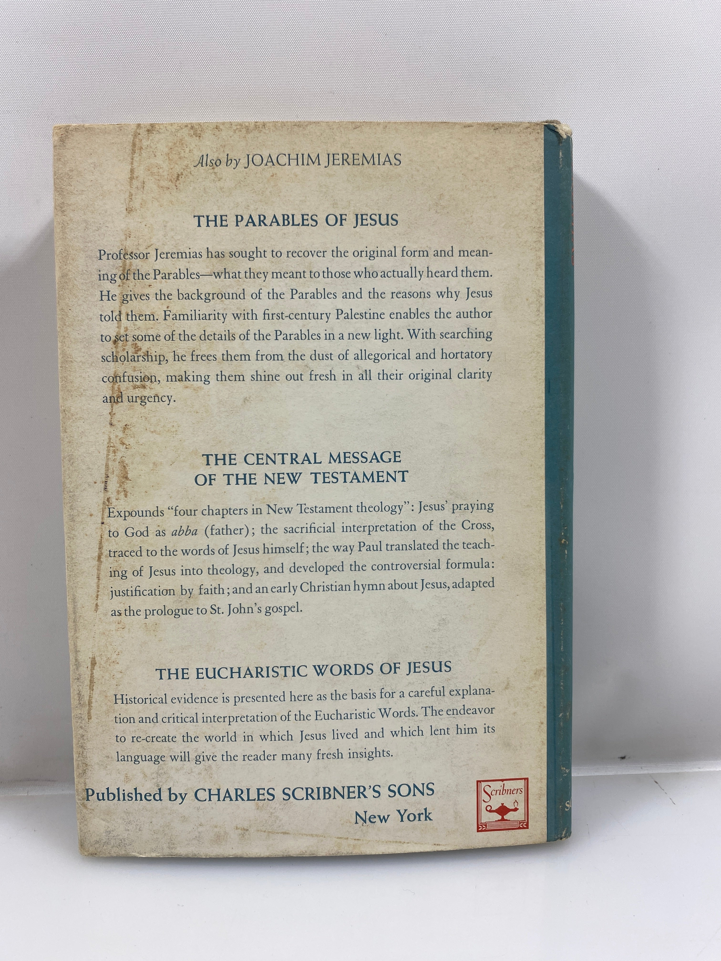 Rediscovering the Parables by Jeremias 1966 HCDJ