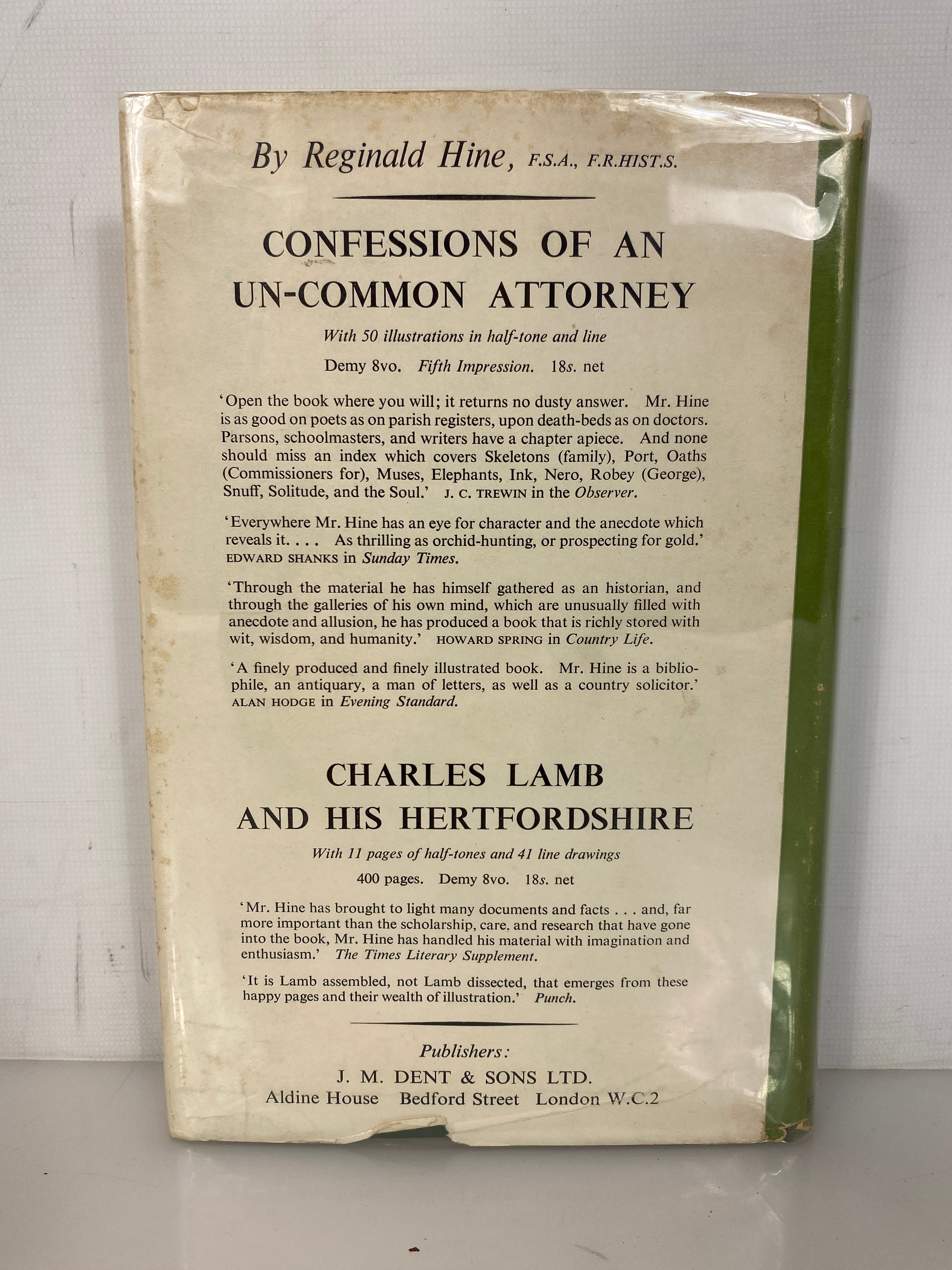 Relics of an Un-Common Attorney Reginald Hine 1952 Reprint HC DJ