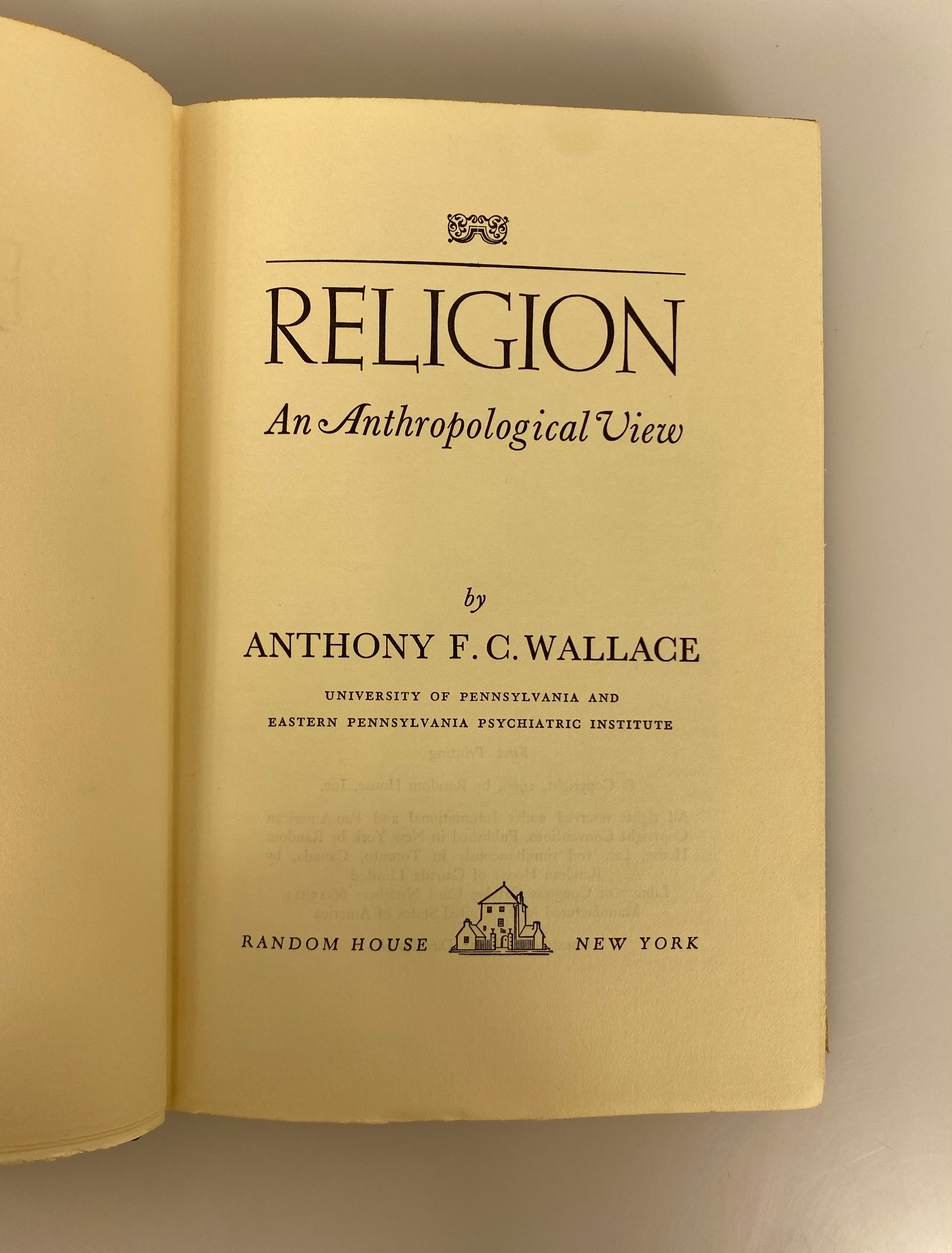 Religion An Anthropological View by Wallace 1966 First Printing HC DJ
