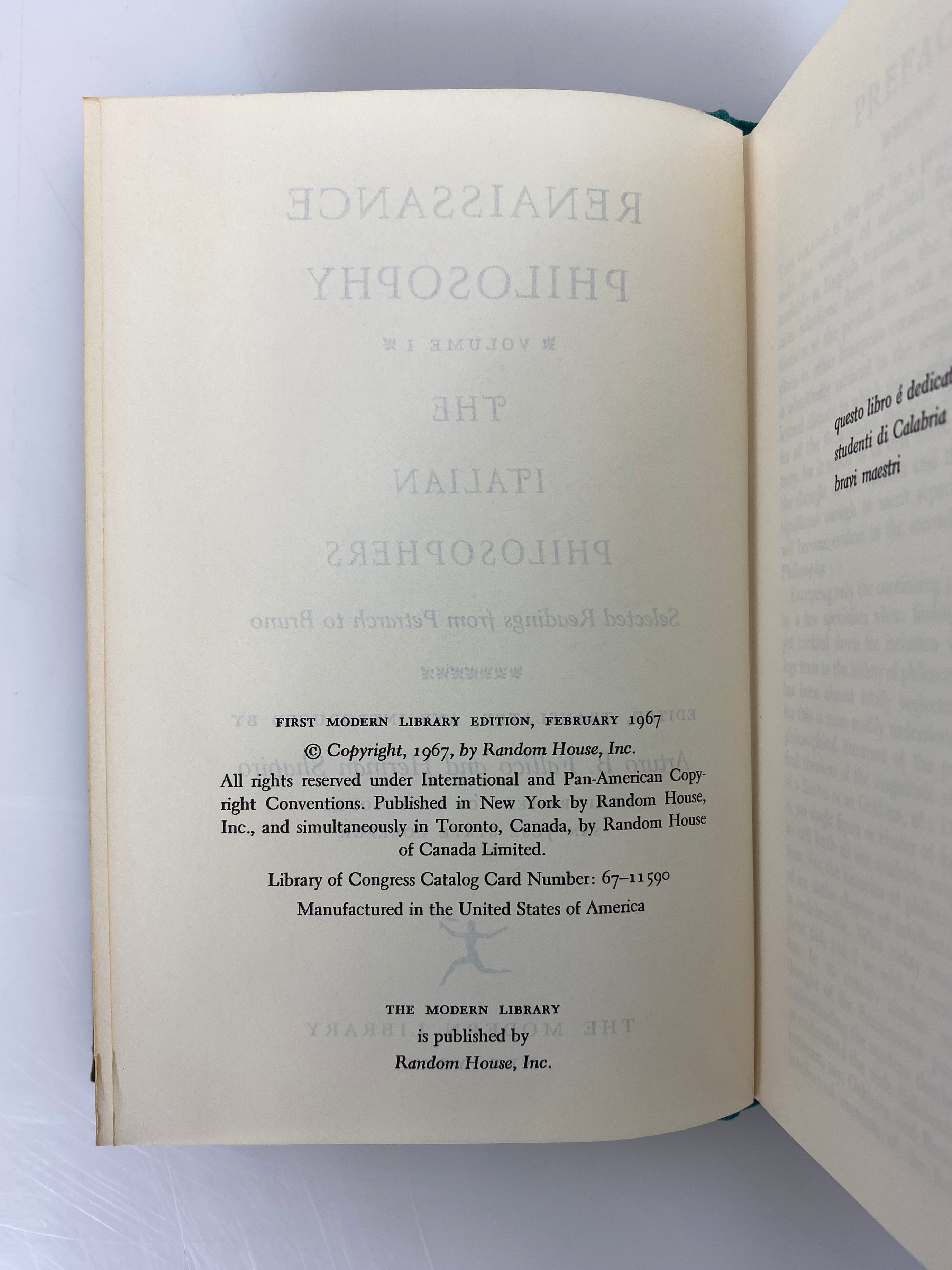 Renaissance Philosophy Vol 1 The Italian Philosophers Modern Library 1967 HCDJ