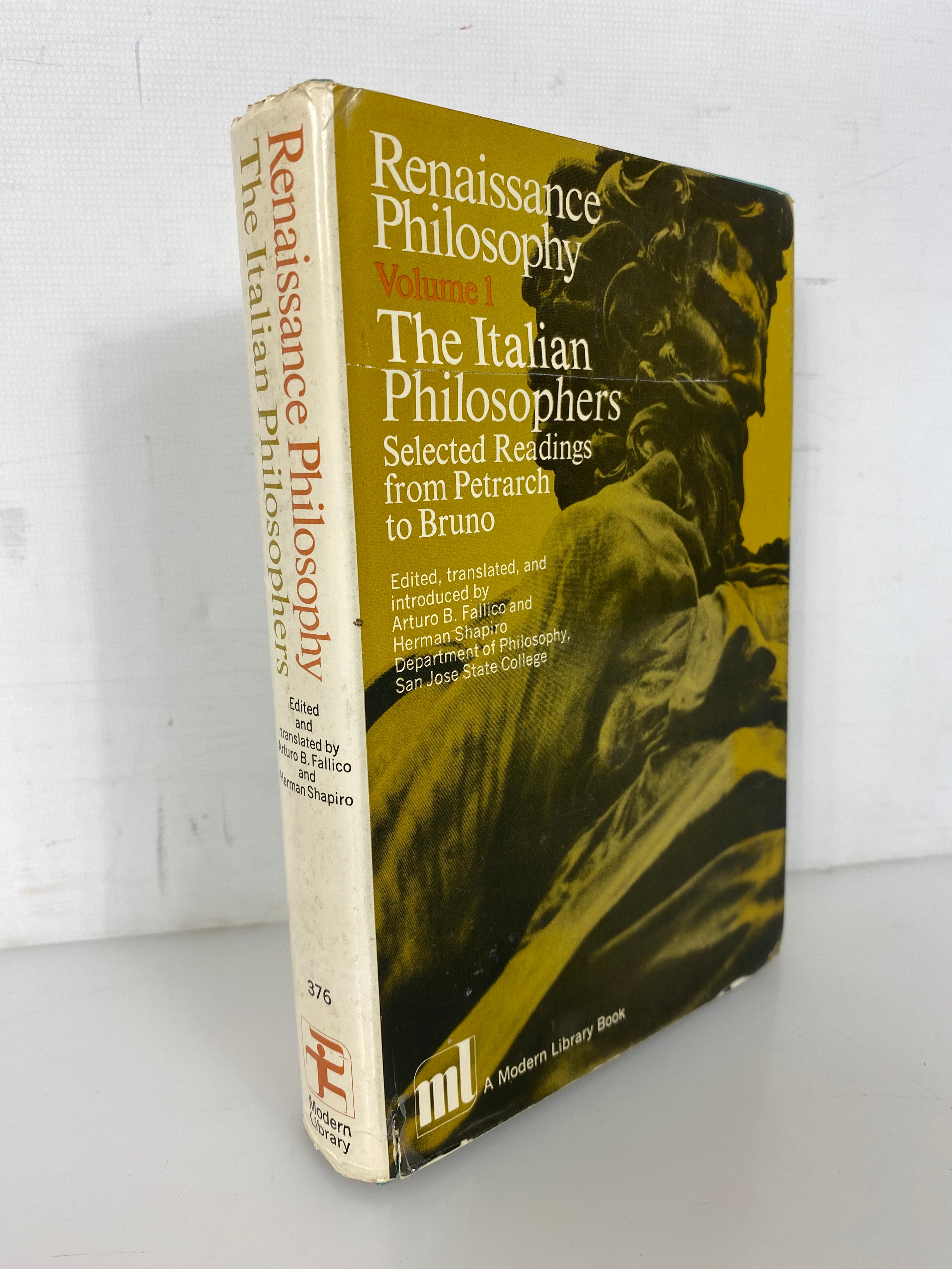 Renaissance Philosophy Vol 1 The Italian Philosophers Modern Library 1967 HCDJ