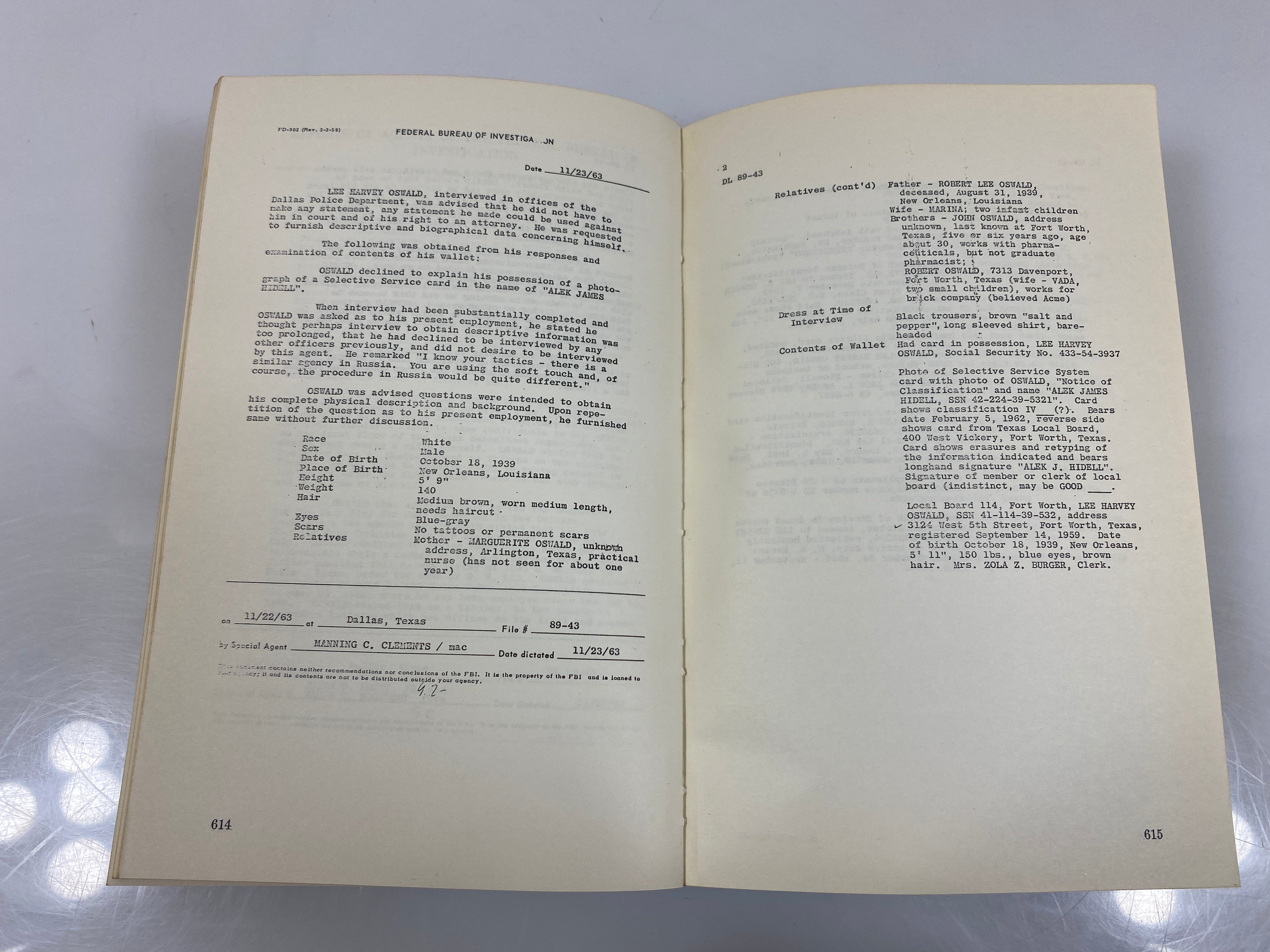 Report of the President's Commission on the Assassination of President JFK 64 SC