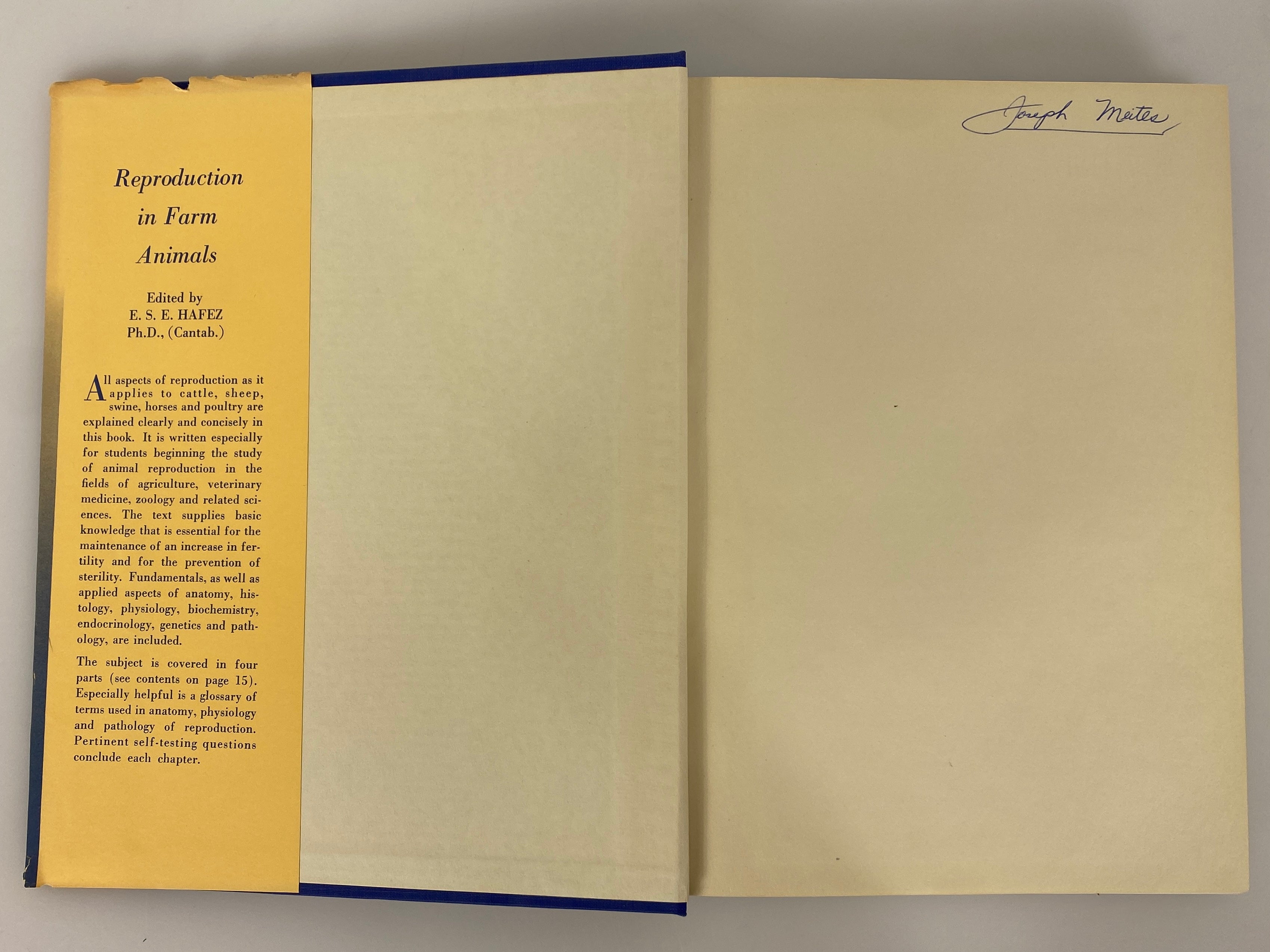 Reproduction in Farm Animals by E.S.E. Hafez 1962 HC DJ