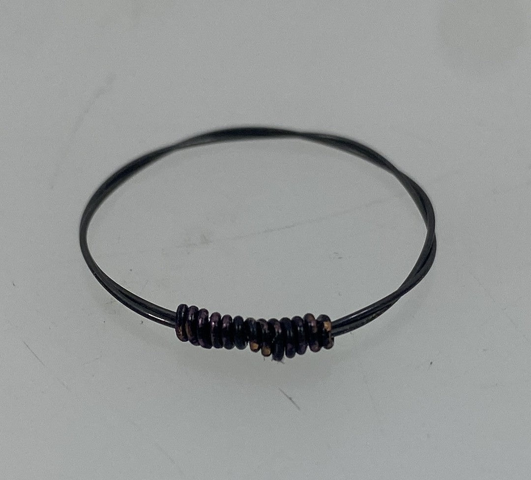 Restrung Black and Grey Wire Ring