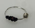 Restrung Black and Silver Wire Bead Ring