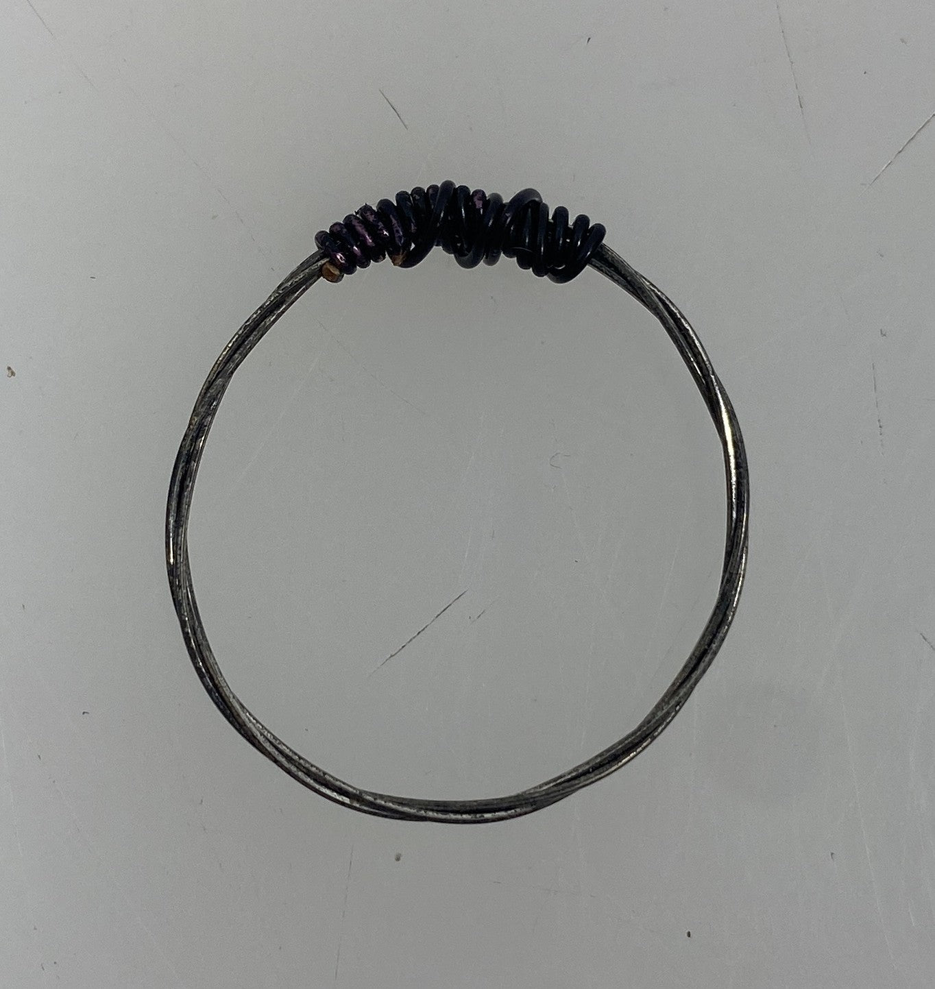 Restrung Black and Silver Wire Ring