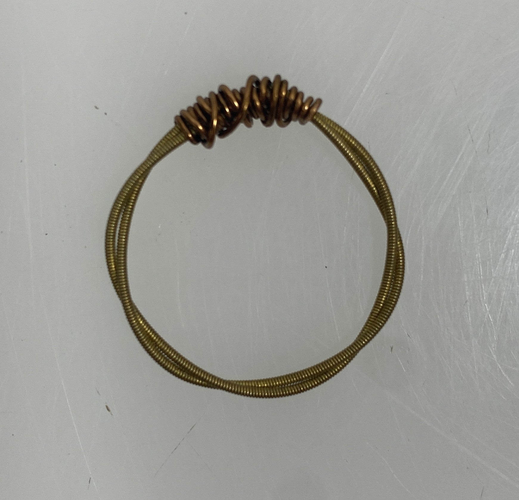 Restrung Bronze and Brass Spring Wire Ring