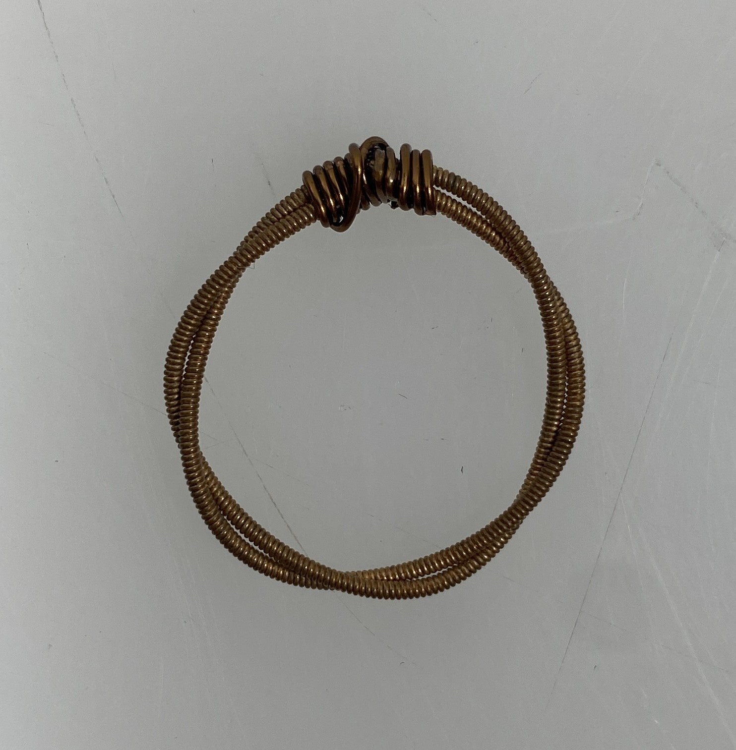 Restrung Bronze and Brown Spring Wire Ring