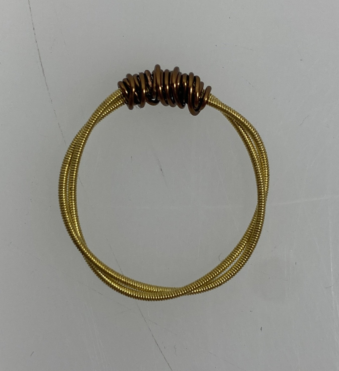 Restrung Bronze and Gold Spring Wire Ring