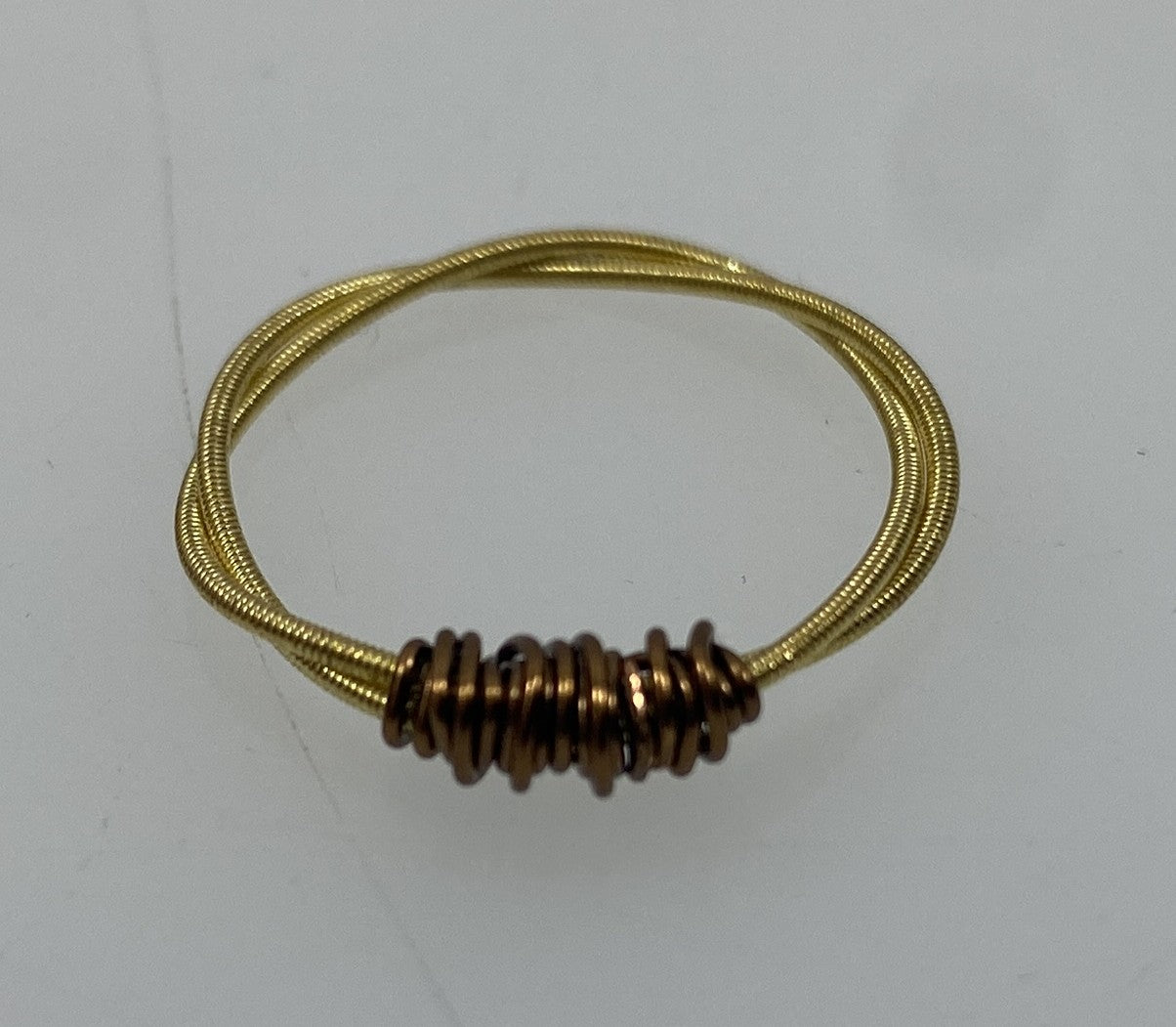 Restrung Bronze and Gold Spring Wire Ring