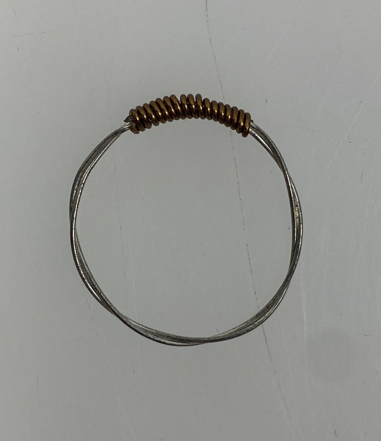 Restrung Bronze and Silver Wire Ring
