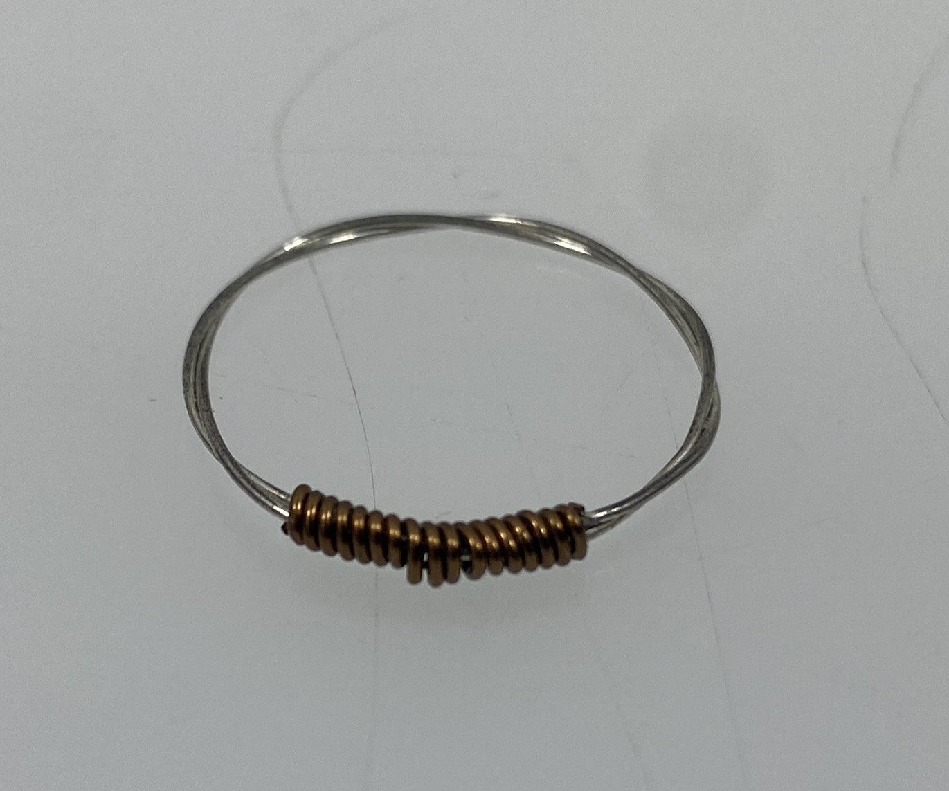 Restrung Bronze and Silver Wire Ring