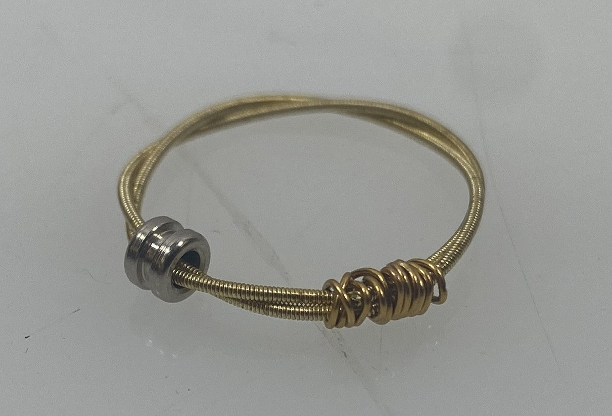 Restrung Gold and Brass Spring Wire Bead Ring
