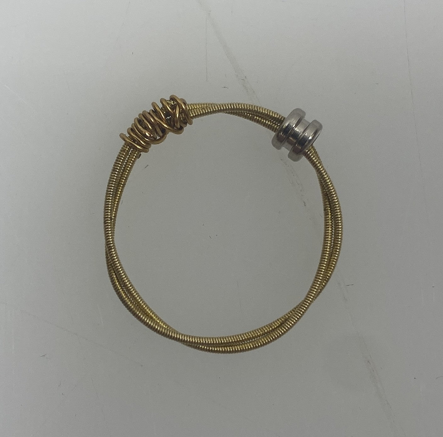 Restrung Gold and Brass Spring Wire Bead Ring